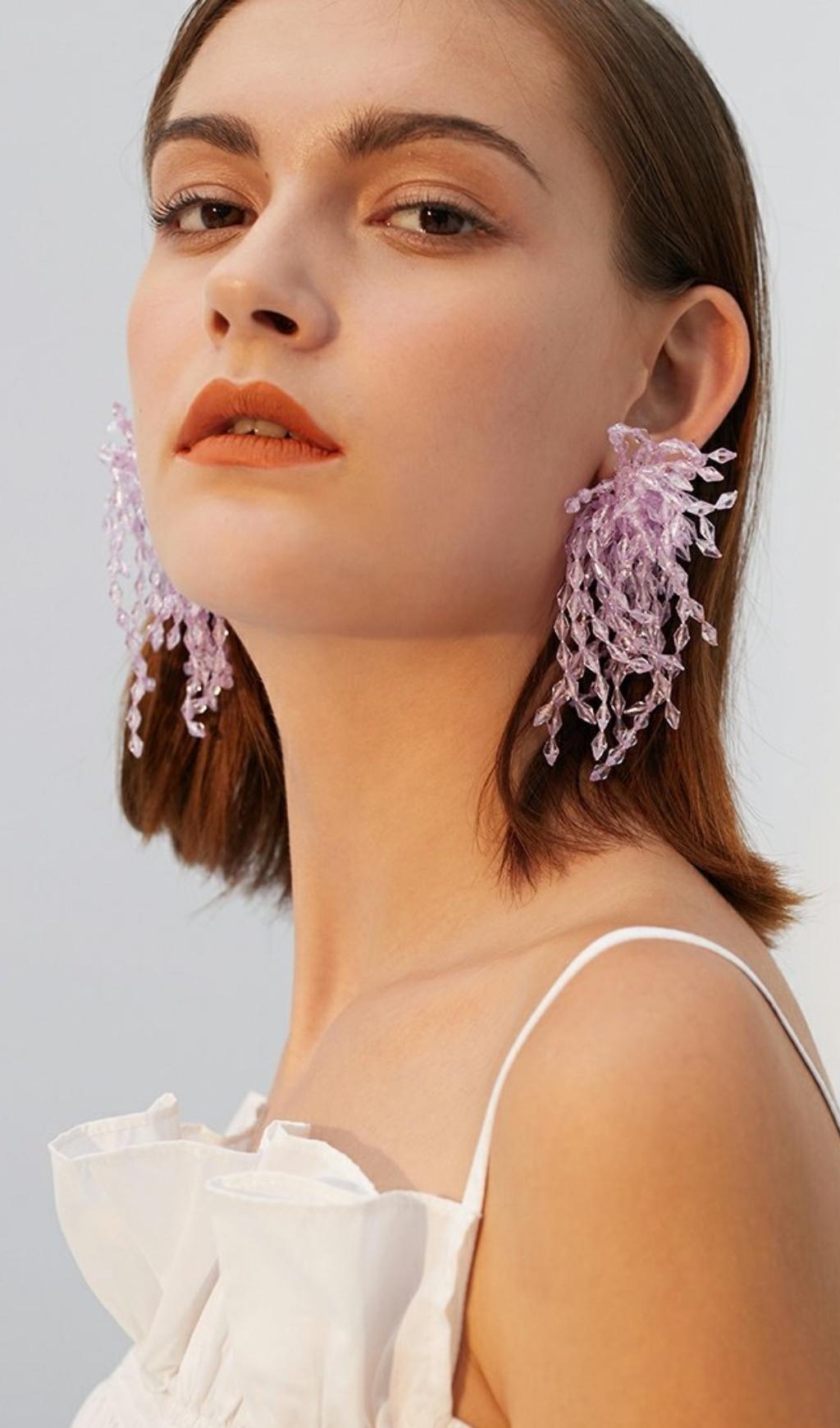 VIOLET CRYSTAL DROP EARRINGS FOR WEDDING
