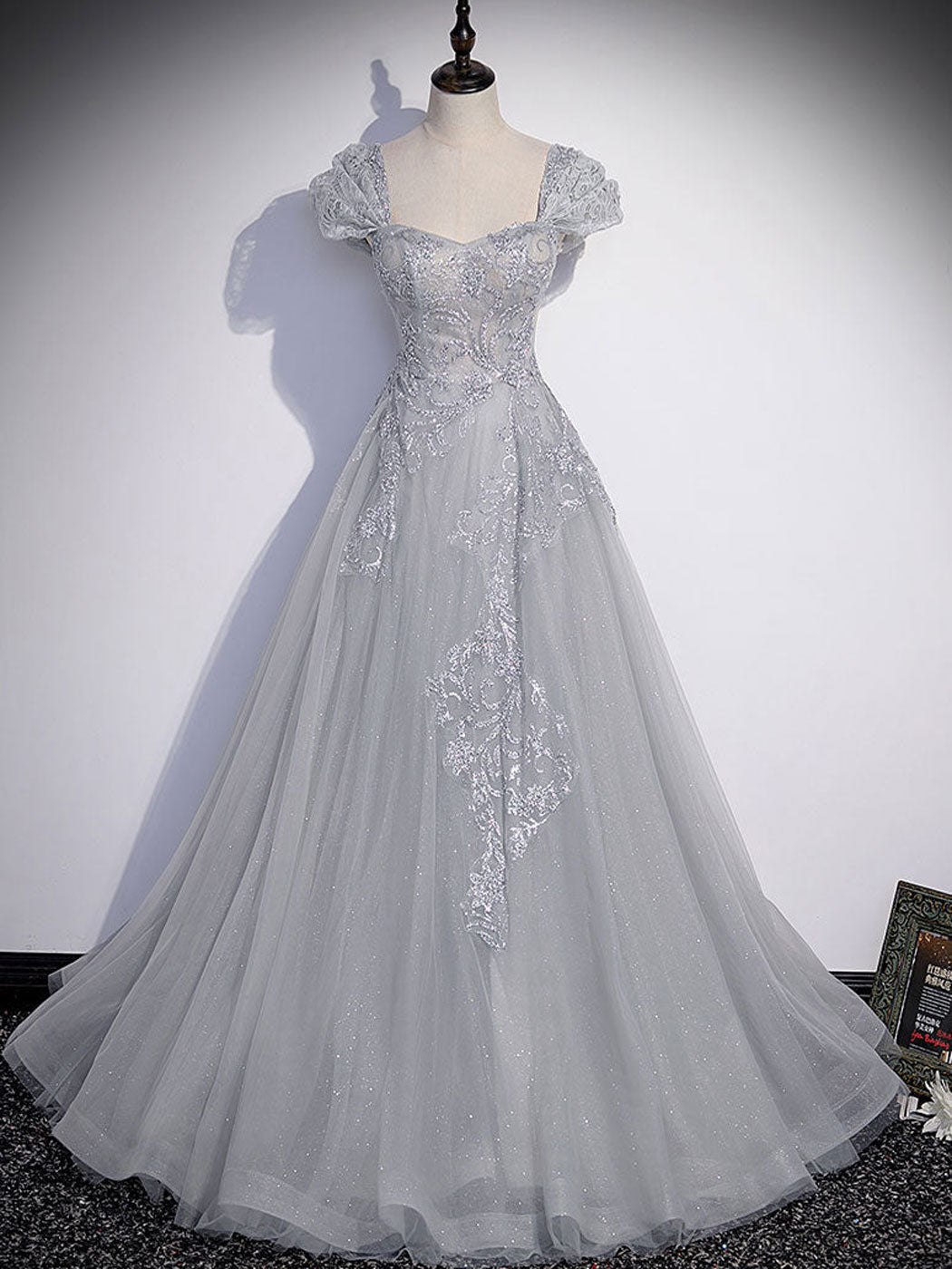 34_774x_1bc9f3c4-a548-4cca-9e43-f009d8cf697b A-LINE GRAY TULLE SEQUIN PARTY DRESS