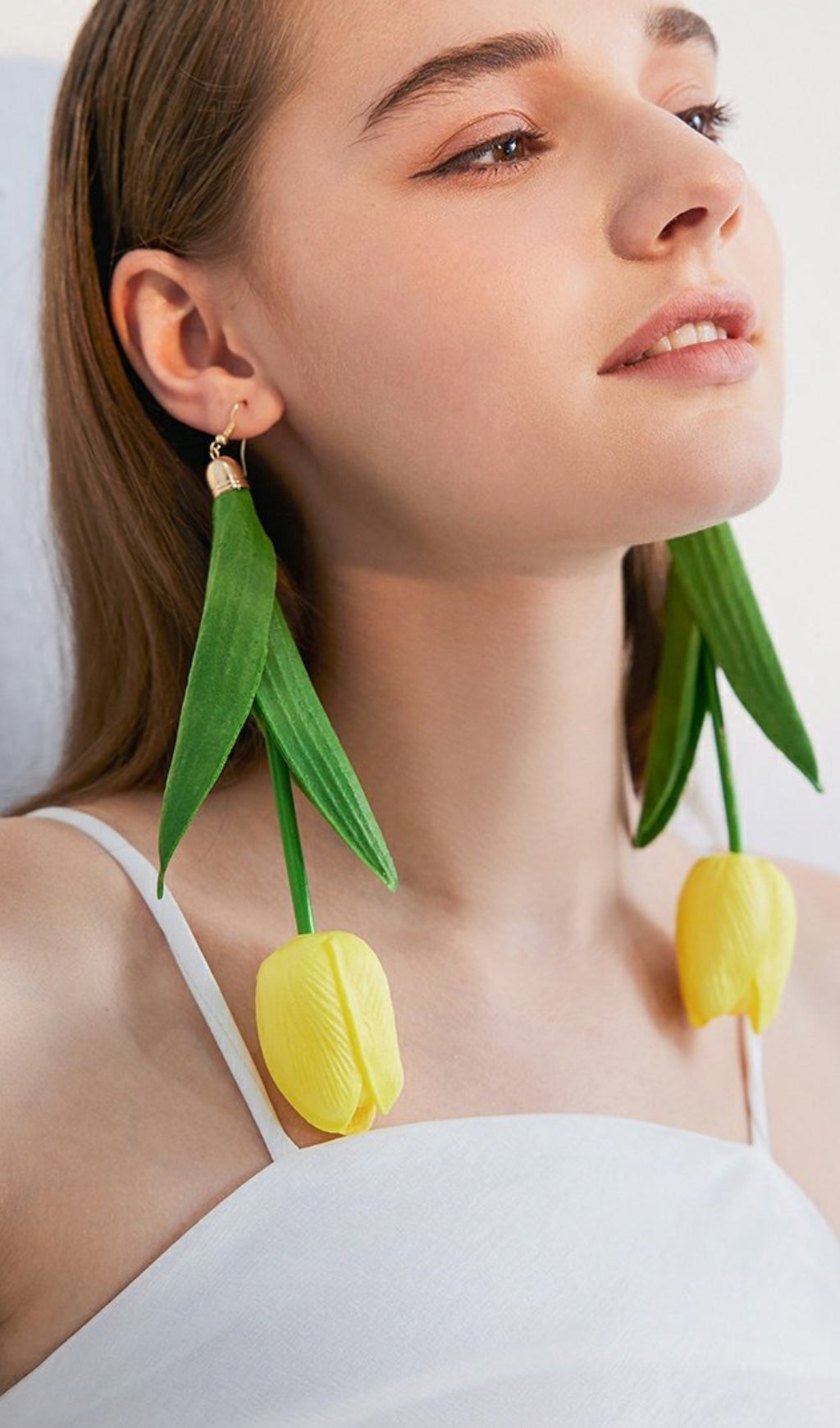 YELLOW FLOWER HOOP EARRINGS FOR WOMEN CASUAL