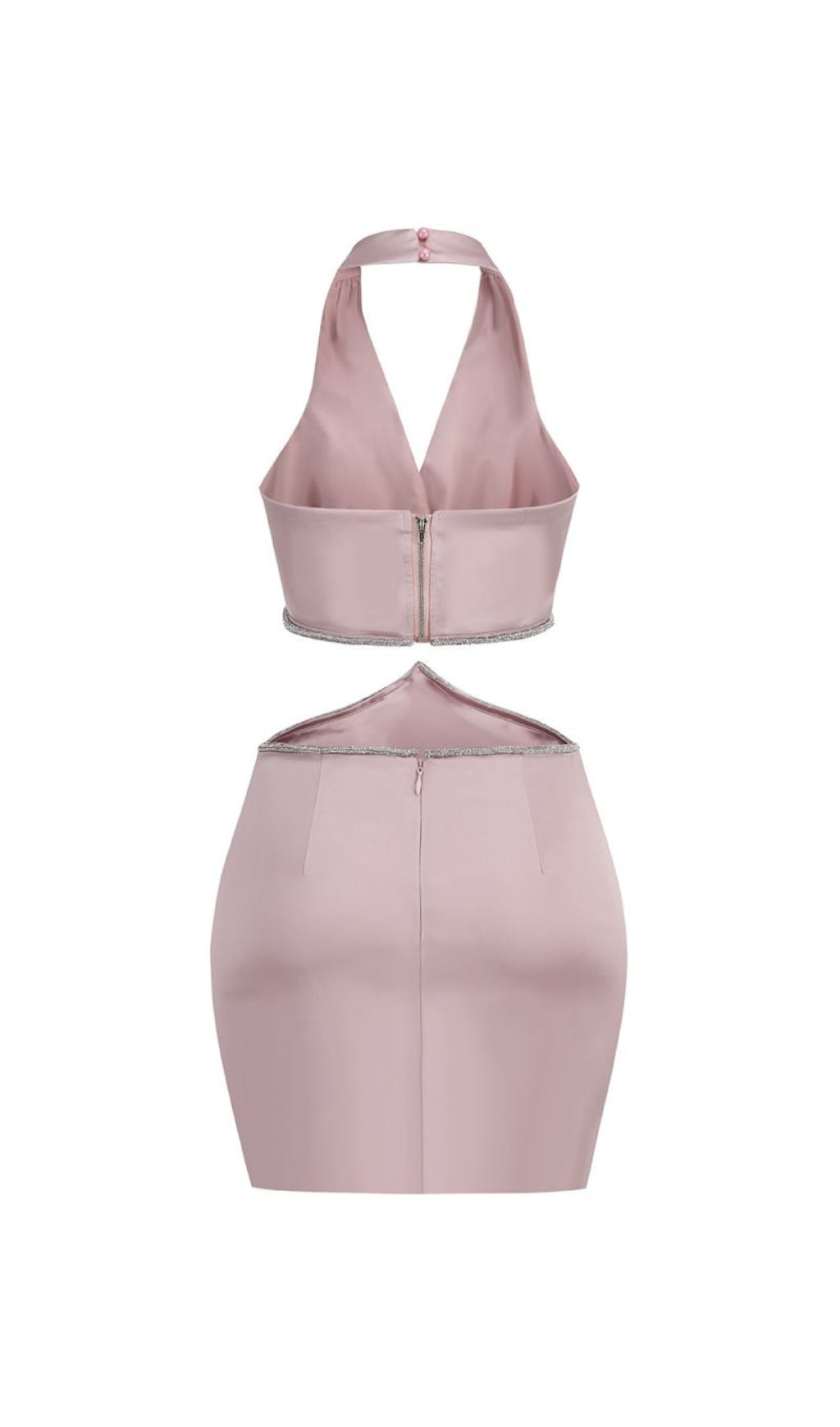 SATIN CROSSOVER CUTOUT MINI DRESS PINK
