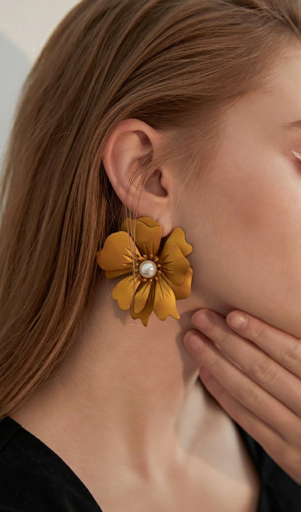 BROWN PETAL ALLOY EARRINGS FOR WEDDING PARTY