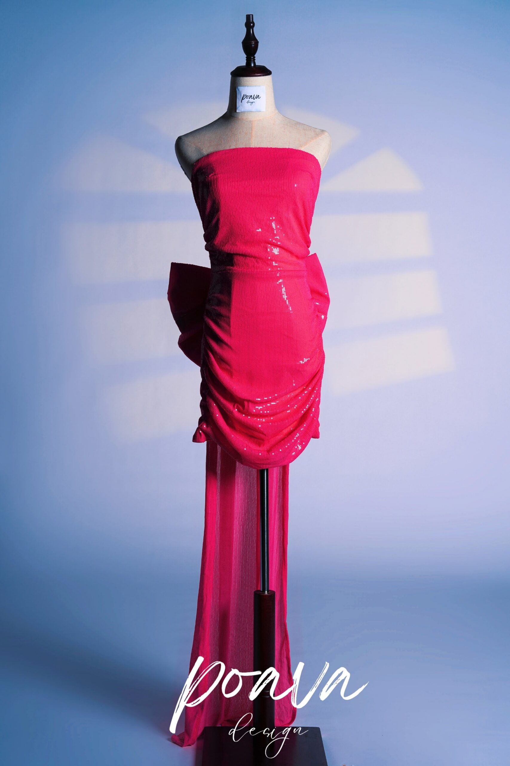SEQUIN BOW BANDAGE MINI DRESS IN PINK