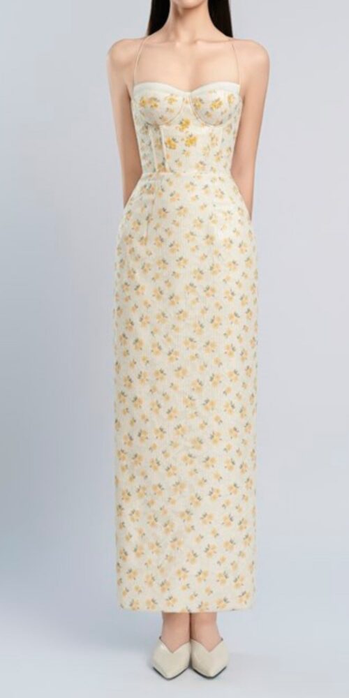 print embroidery maxi dress in beige print embroidery maxi dress in beige