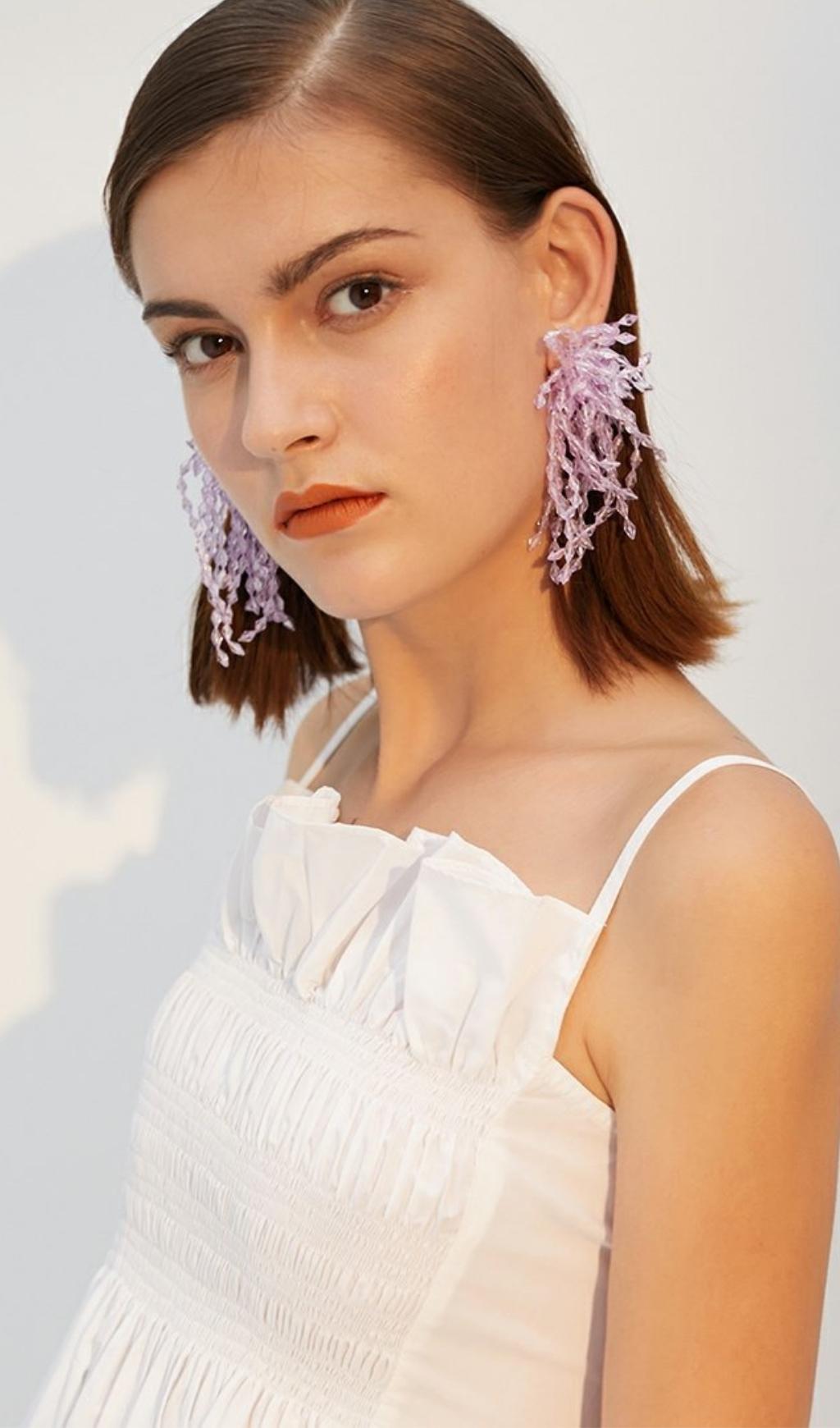 VIOLET CRYSTAL DROP EARRINGS FOR WEDDING