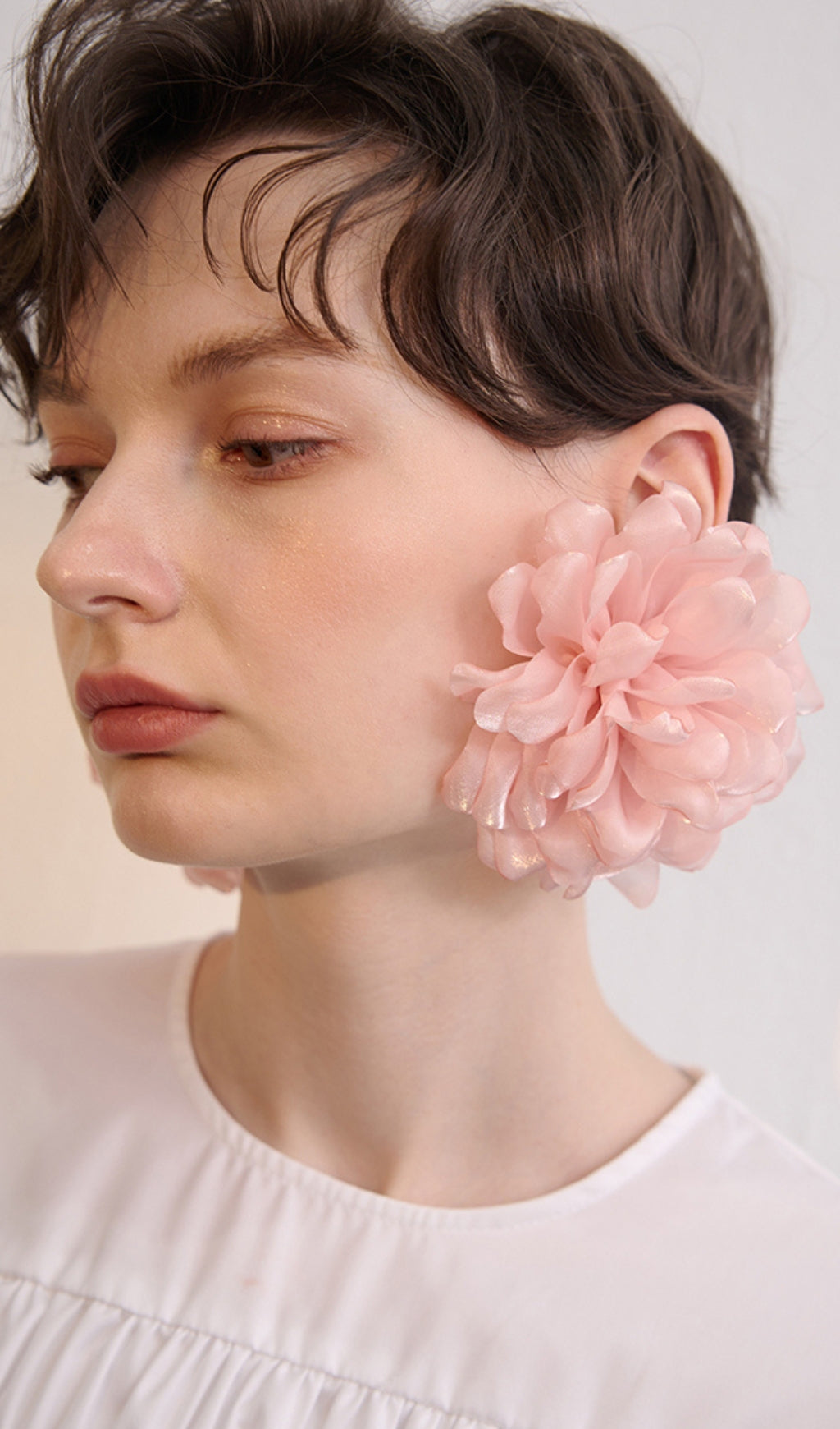 PINK PETAL FABRIC EARRINGS FOR WEDDING GUEST