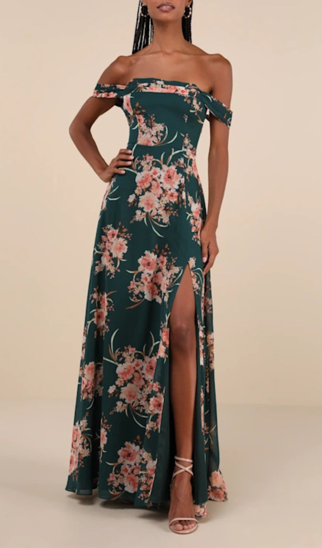 35_6a9790fb-c4f3-4480-9397-3f44ddac30b0 EMERALD GREEN OFF-SHOULDER FLORAL MAXI DRESS