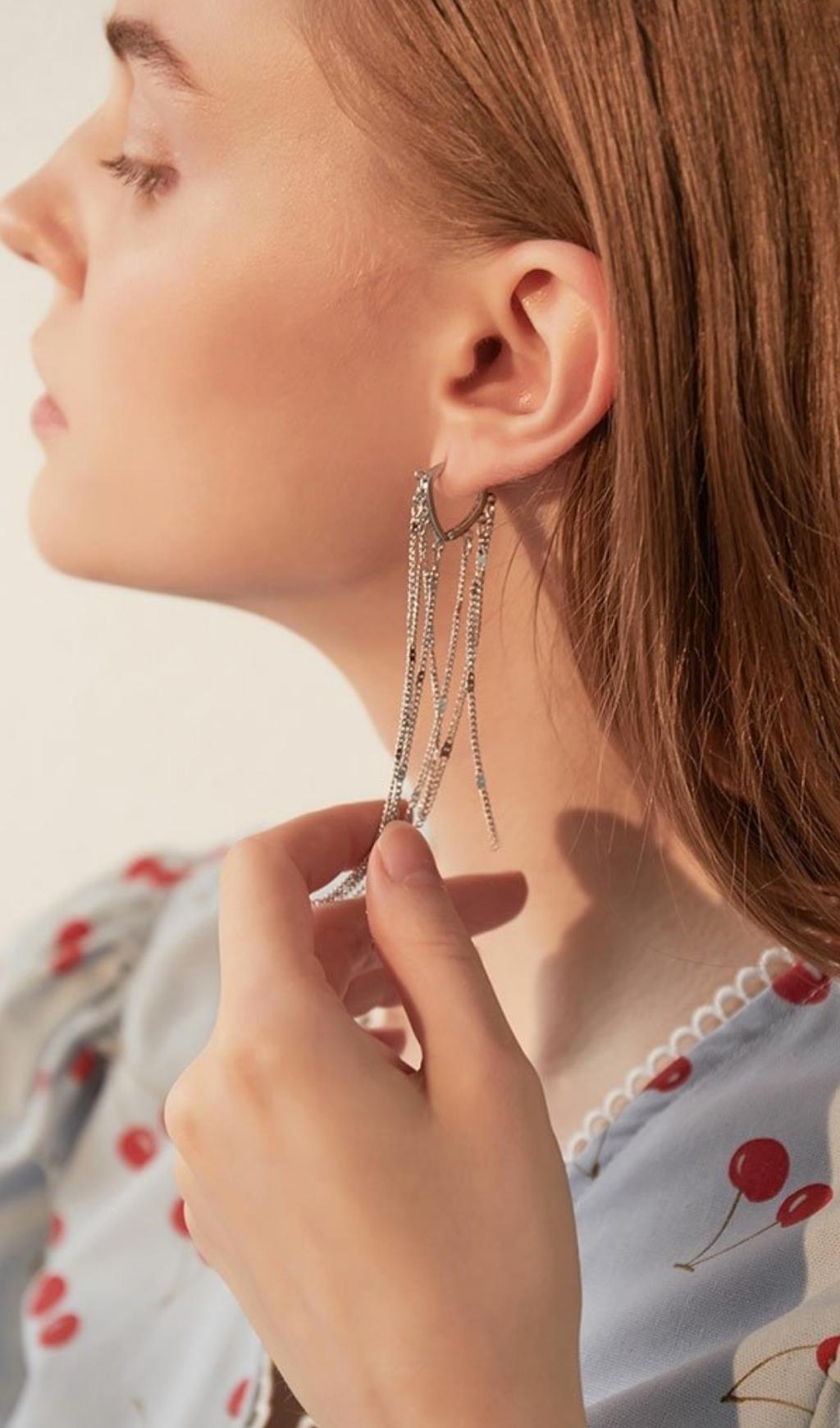 GOLD HEART TASSEL DANGLE EARRINGS FOR PARTY