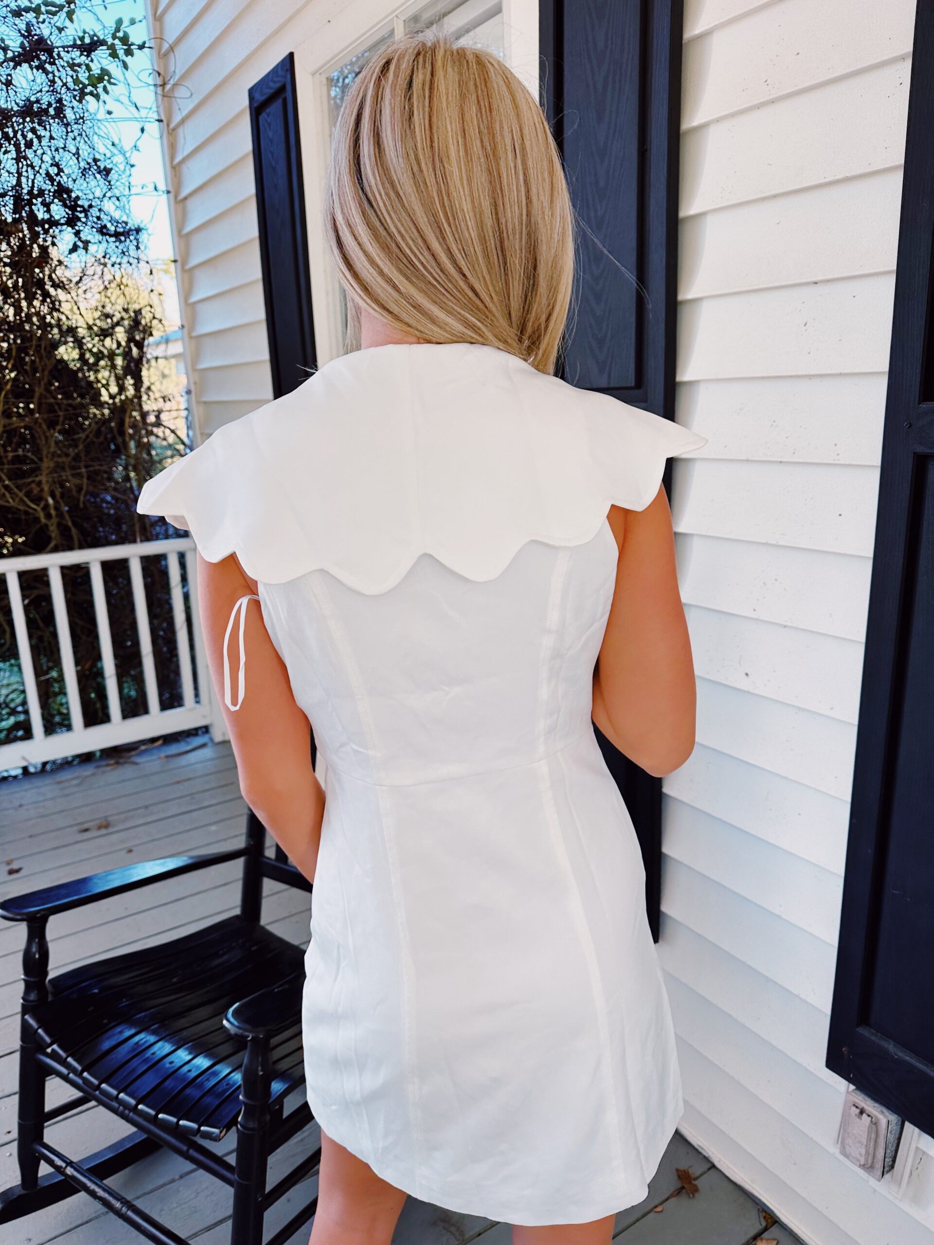 SARAH SCALLOPED LACE MIDI DRESS - OFF WHITE