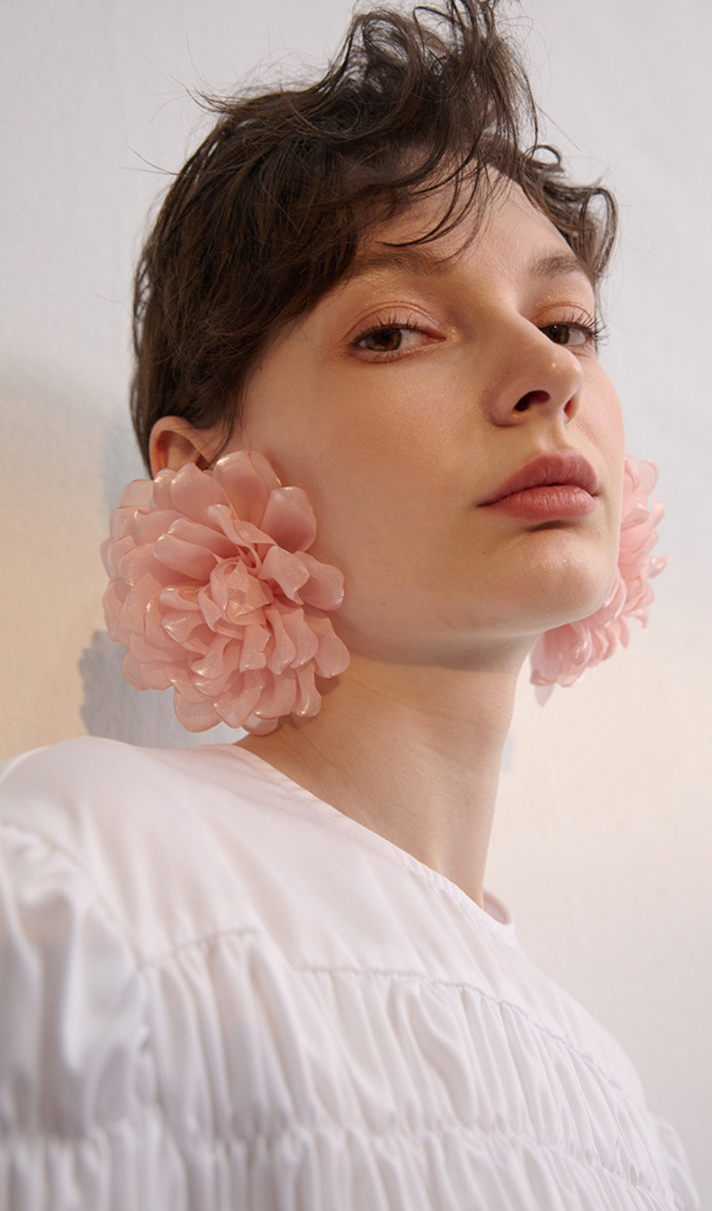 PINK PETAL FABRIC EARRINGS FOR WEDDING GUEST