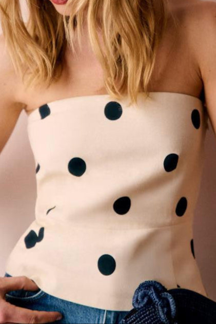 POLKA DOT STRAPLESS TUBE CROP TOP FOR PARTY