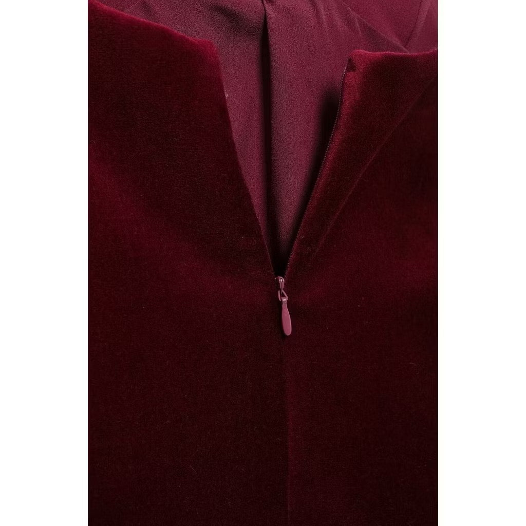 MILAN VELVET TOP IN WINE RED - V-NECK EVENING BLOUSE