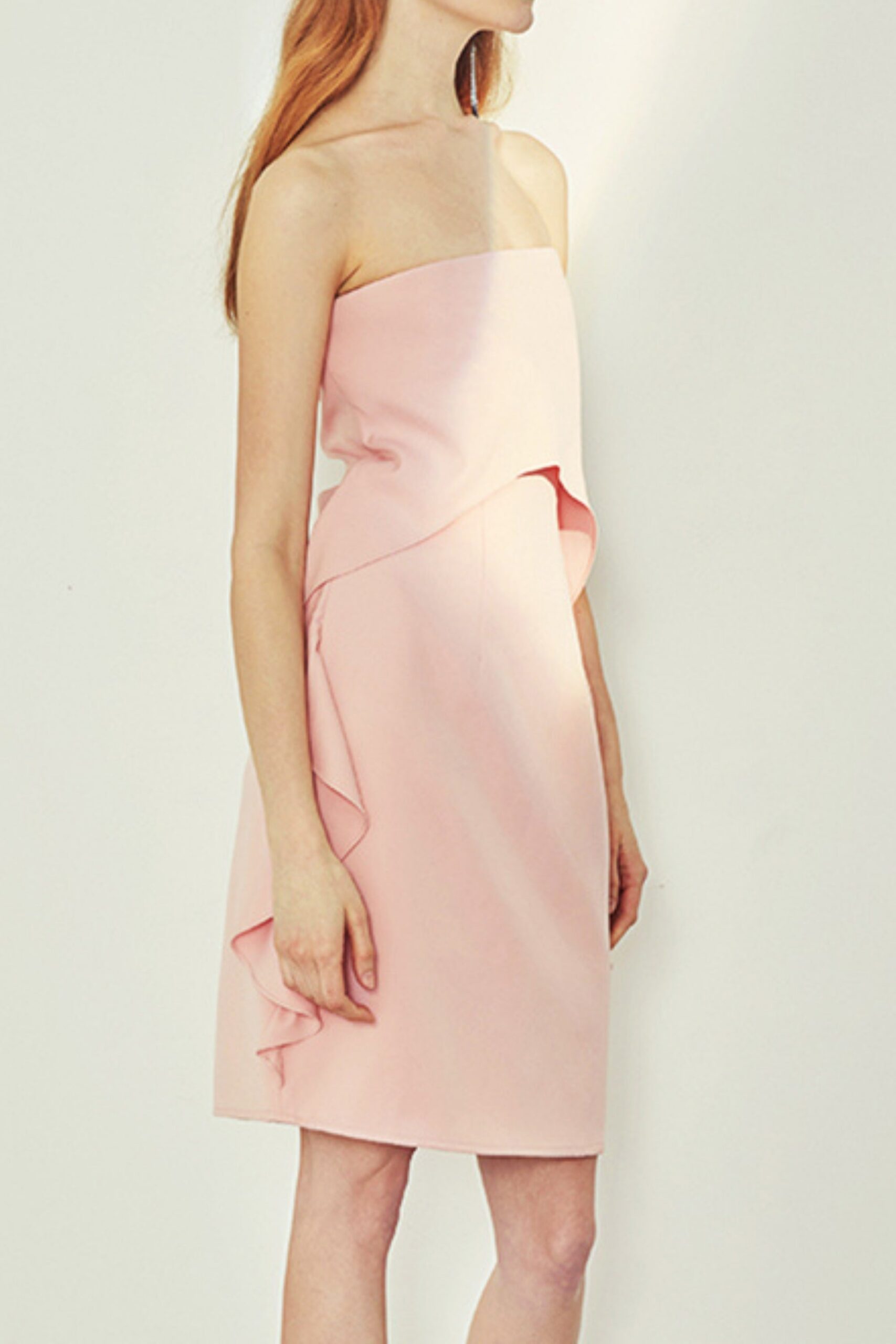 SLEEVELESS RUFFLE BANDAGE MINI DRESS PINK PARTY