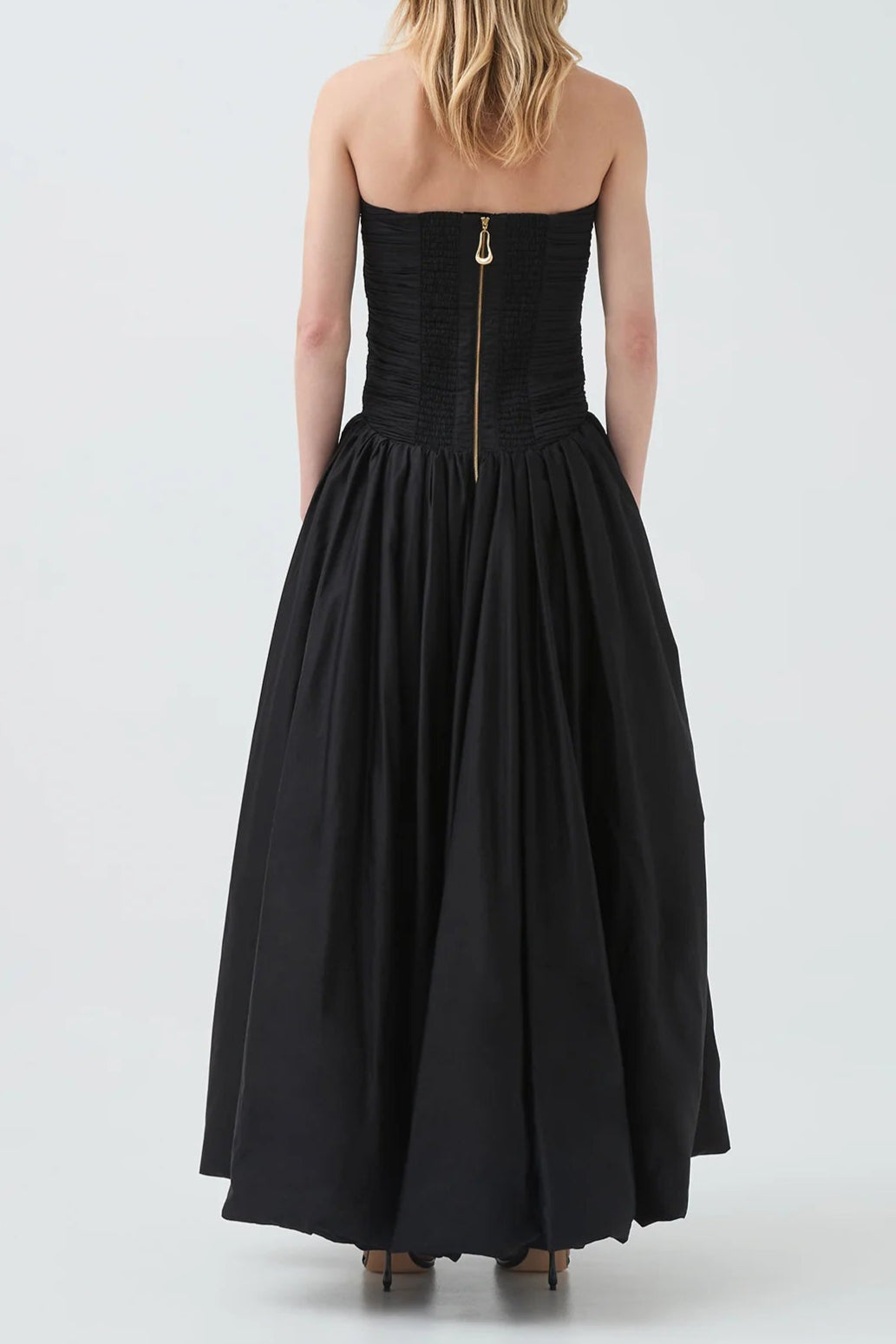 NANCY BUBBLE HEM MAXI DRESS BLACK COCKTAIL