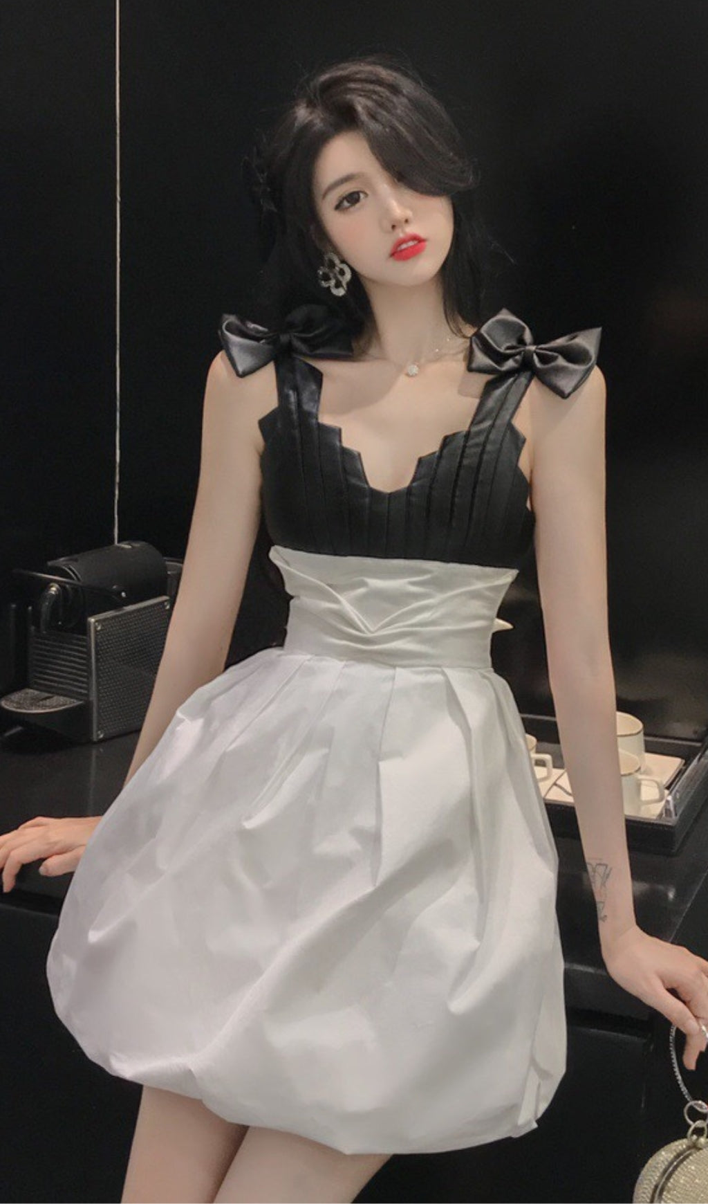 MIDNIGHT BLOOM A-LINE DRESS FOR EVENTS
