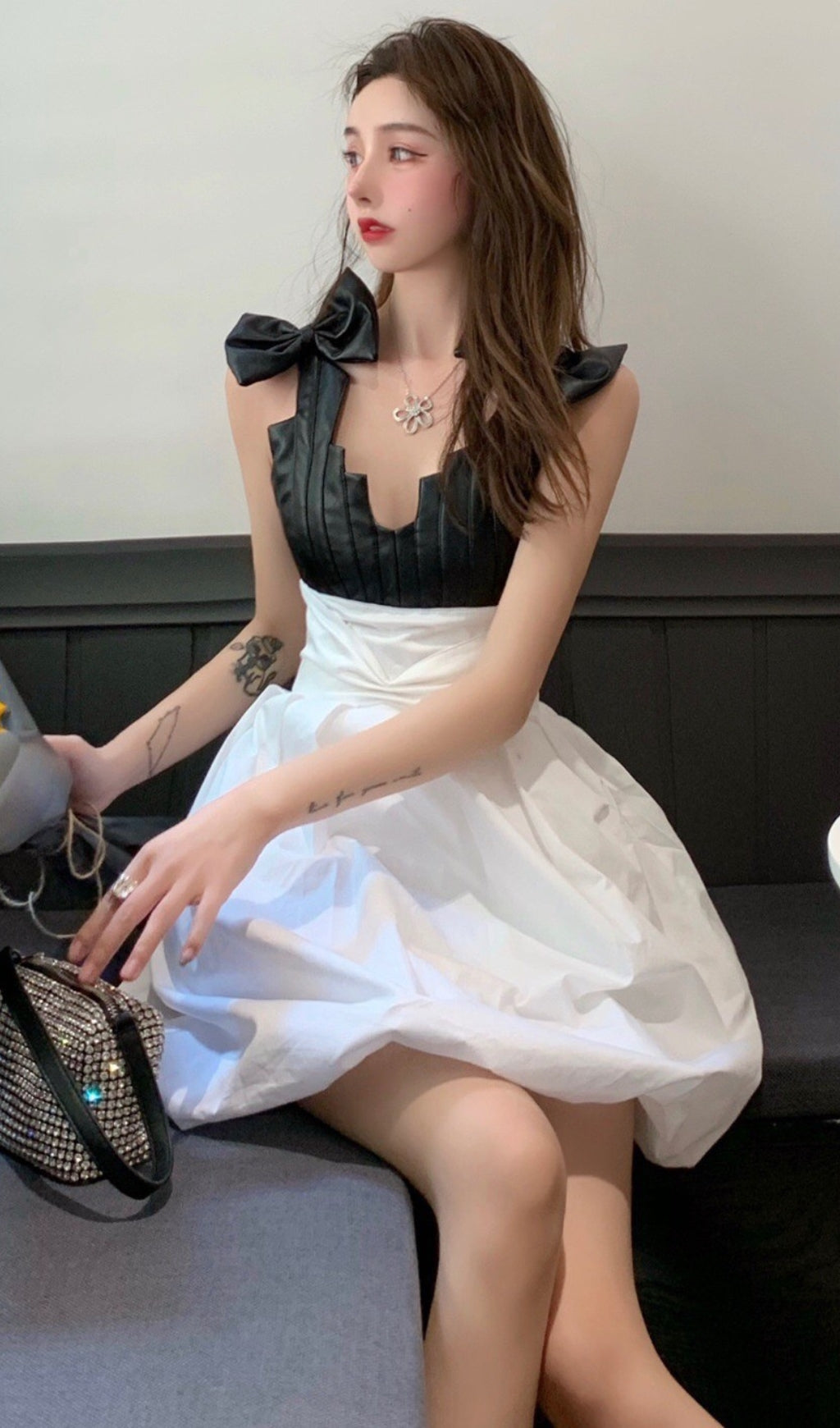 MIDNIGHT BLOOM A-LINE DRESS FOR EVENTS