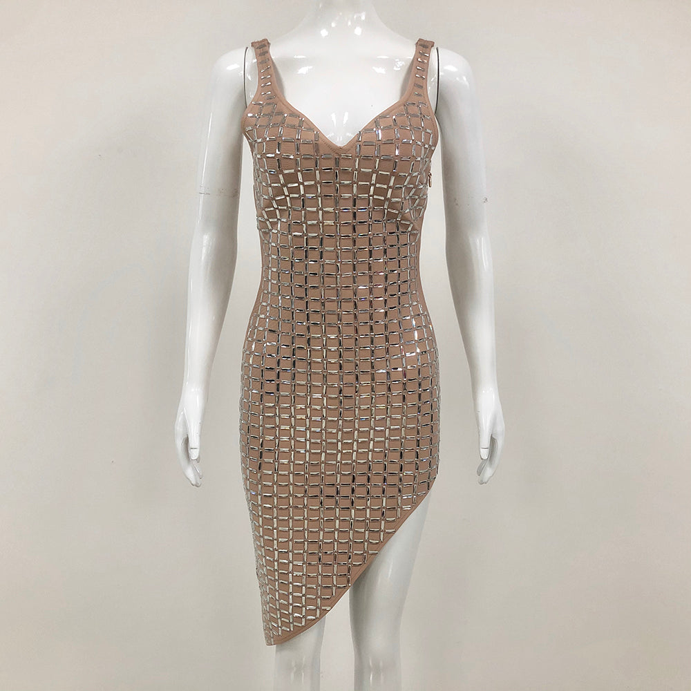 SEQUIN SLIT MIDI DRESS APRICOT FOR EVENING