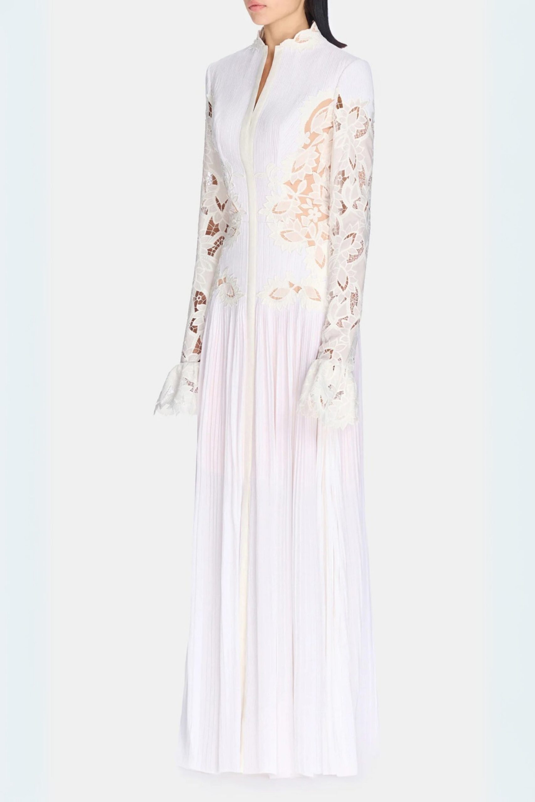 LACE EMBROIDERED HOLLOW WHITE MAXI DRESS