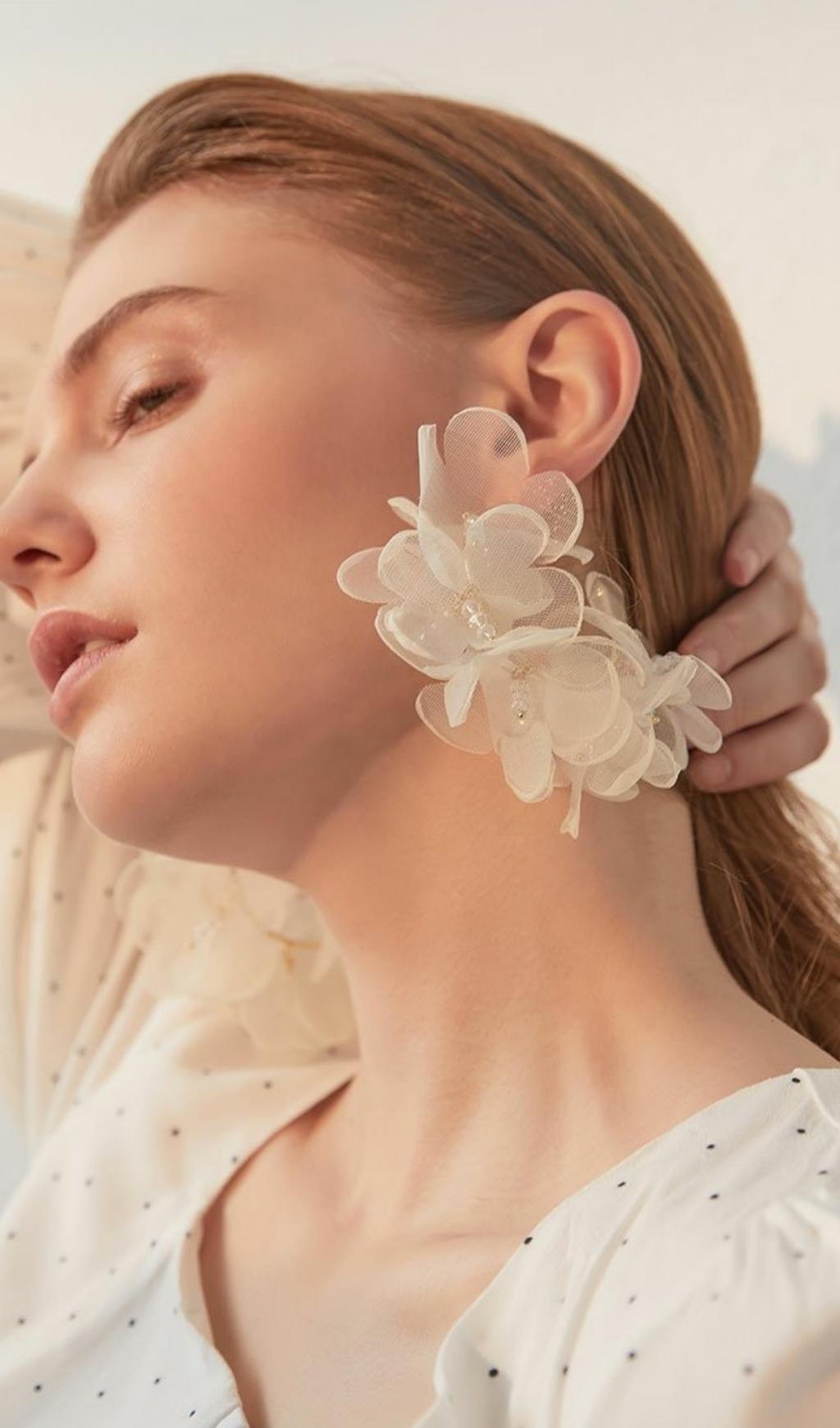 WHITE WATER DROP EARRINGS FOR WEDDING