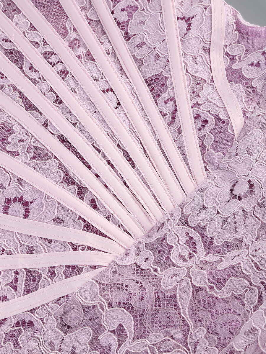 KELLIE STRAPLESS LACE MINI DRESS LIGHT PURPLE