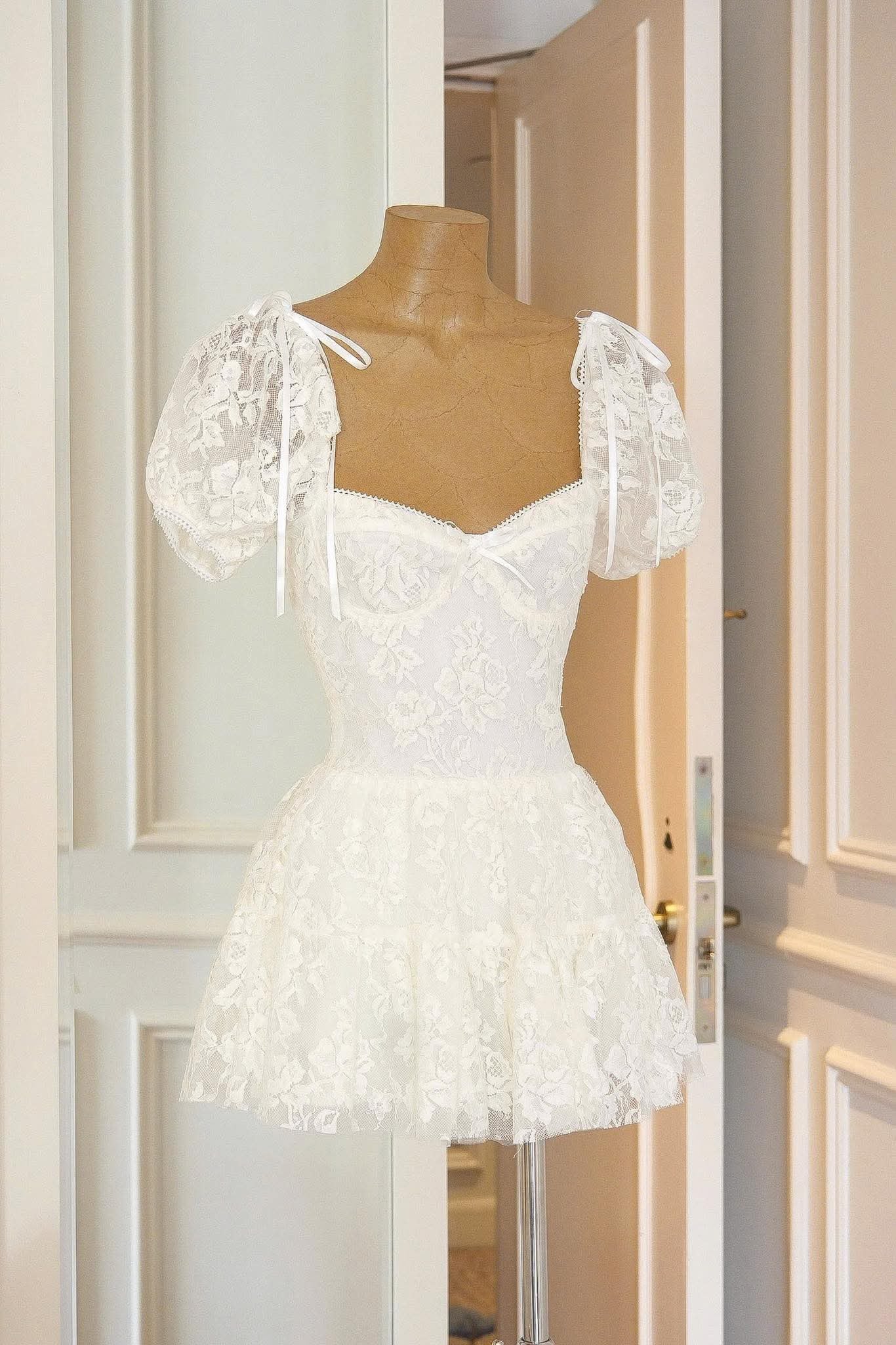 LARA PUFF LACE MINI DRESS FOR PARTY