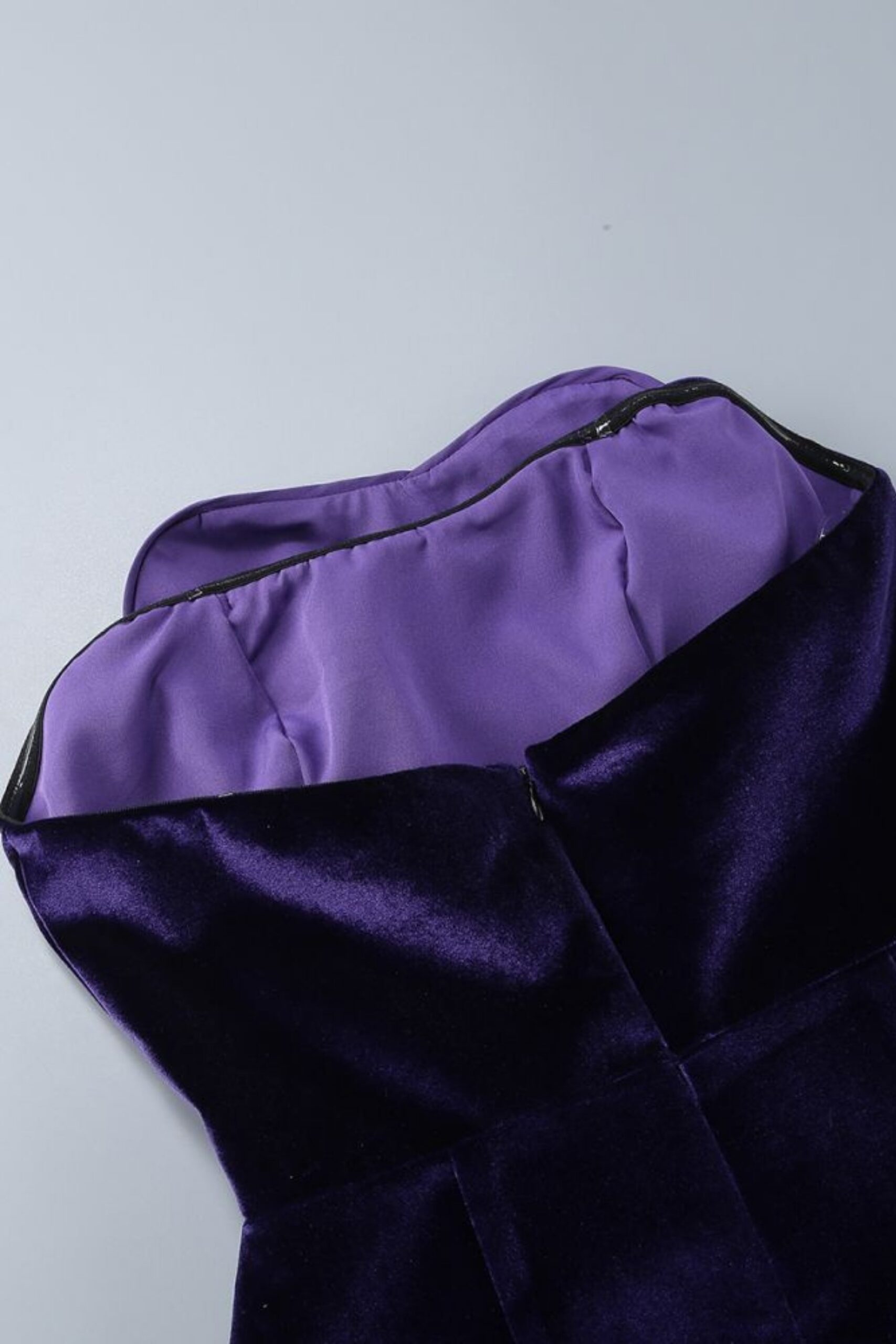 VELVET STRAPLESS PURPLE MINI DRESS FOR PARTY