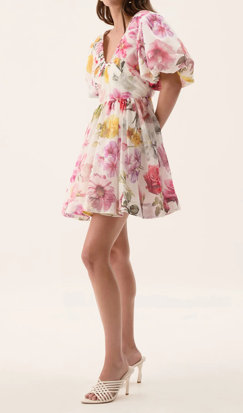 VANESSA PUFF SLEEVE FLEUR MINI DRESS, FLORAL PARTY