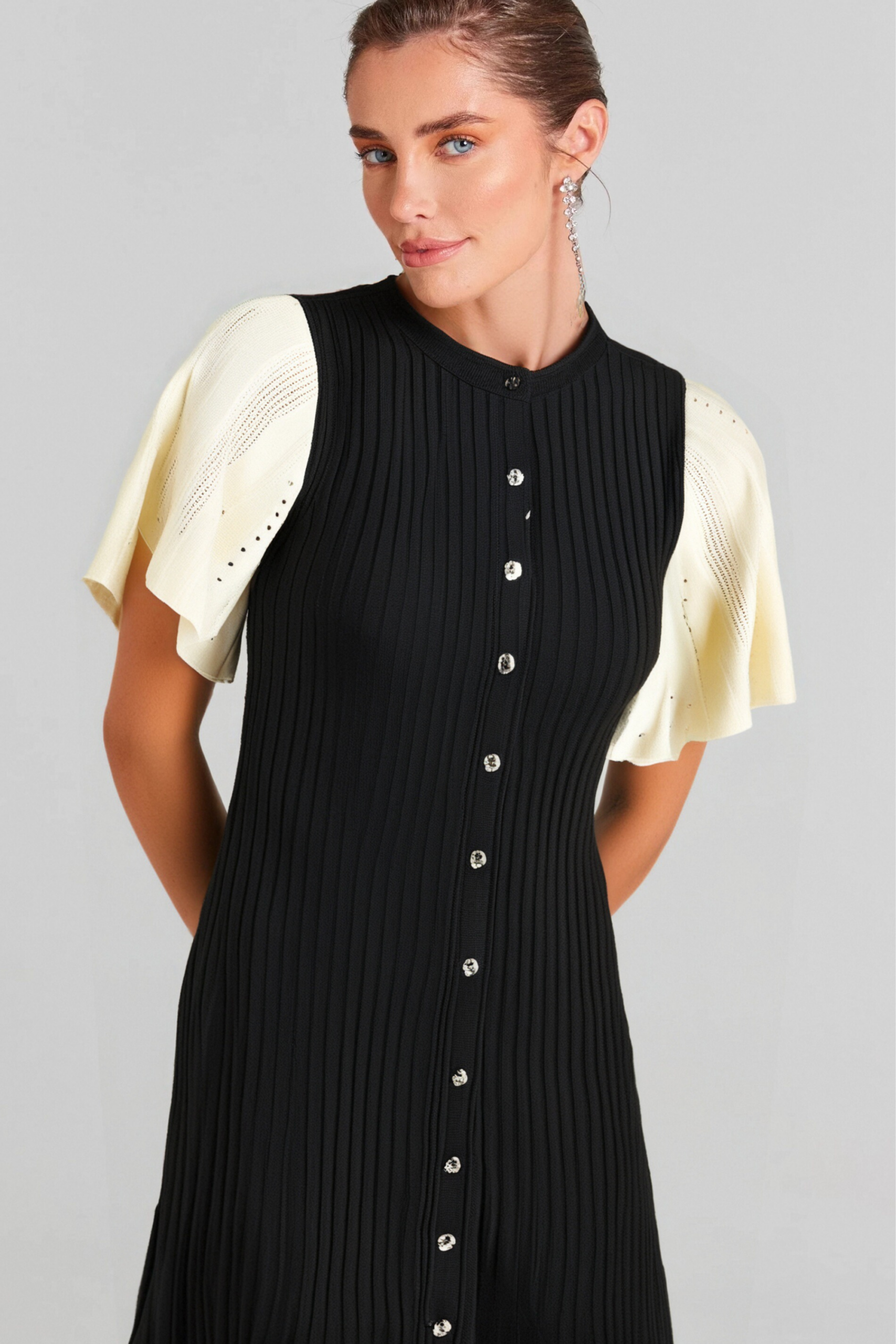 BEULAH KNIT MIDI DRESS, BLACK COCKTAIL