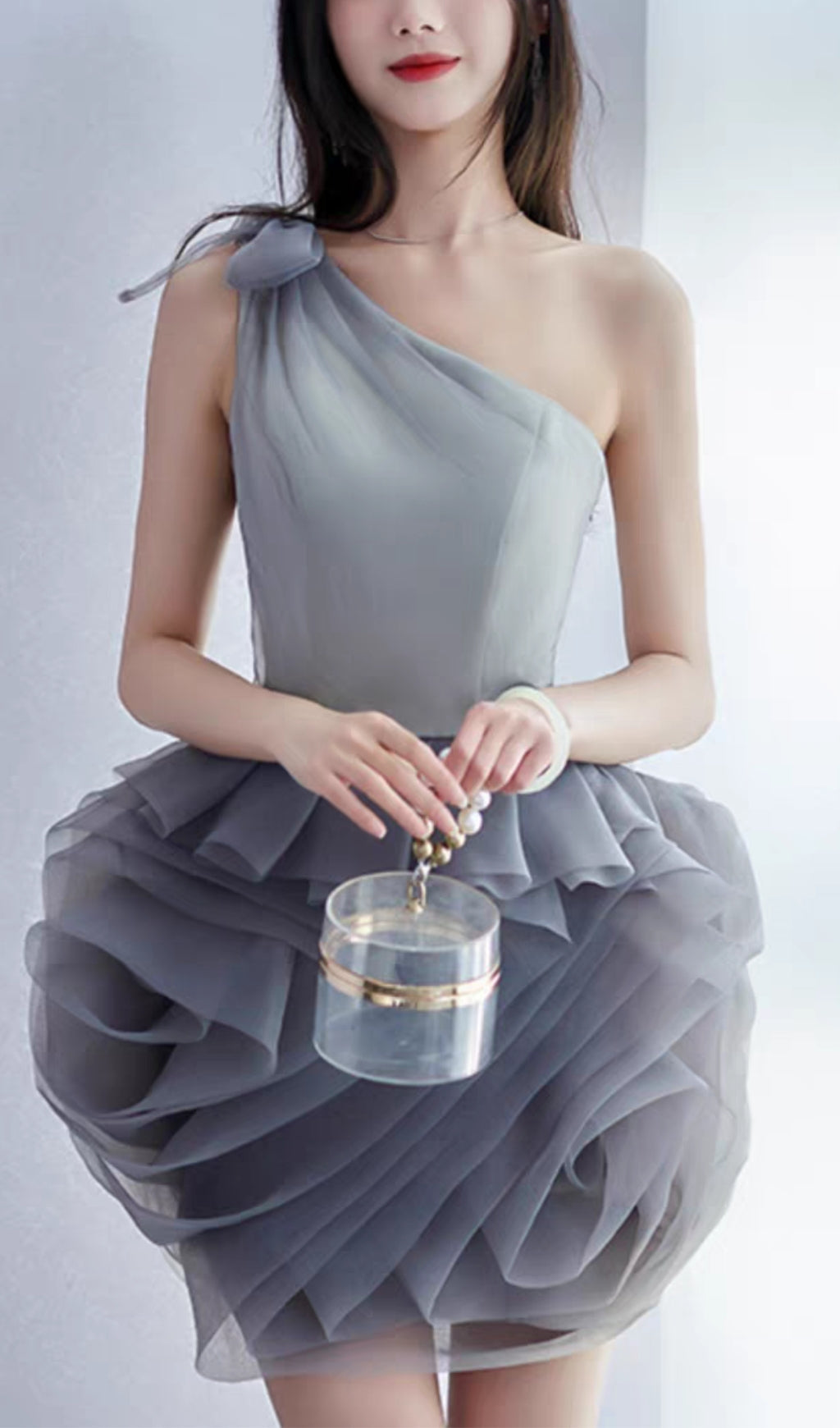 3_090e4322-2f8d-4136-ba1a-95259be1e974 ONE SHOULDER MESH MINI DRESS GREY PARTY