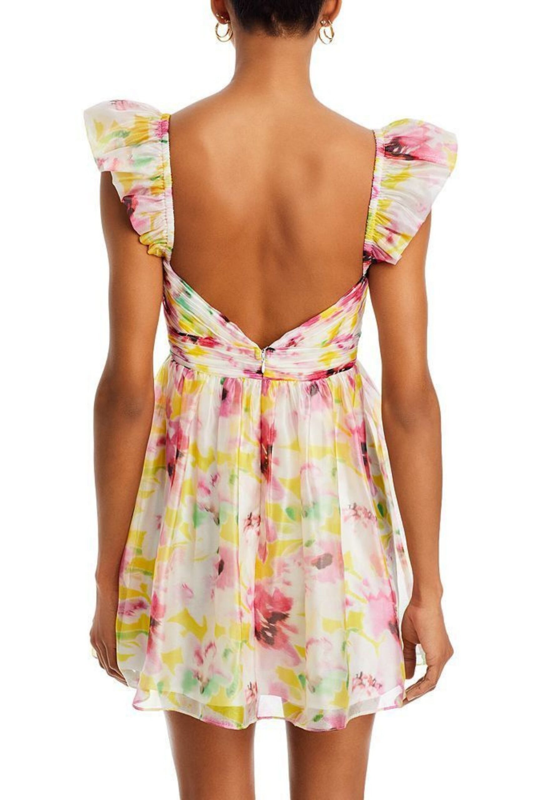 FLORAL V-NECK MINI DRESS FOR PARTY