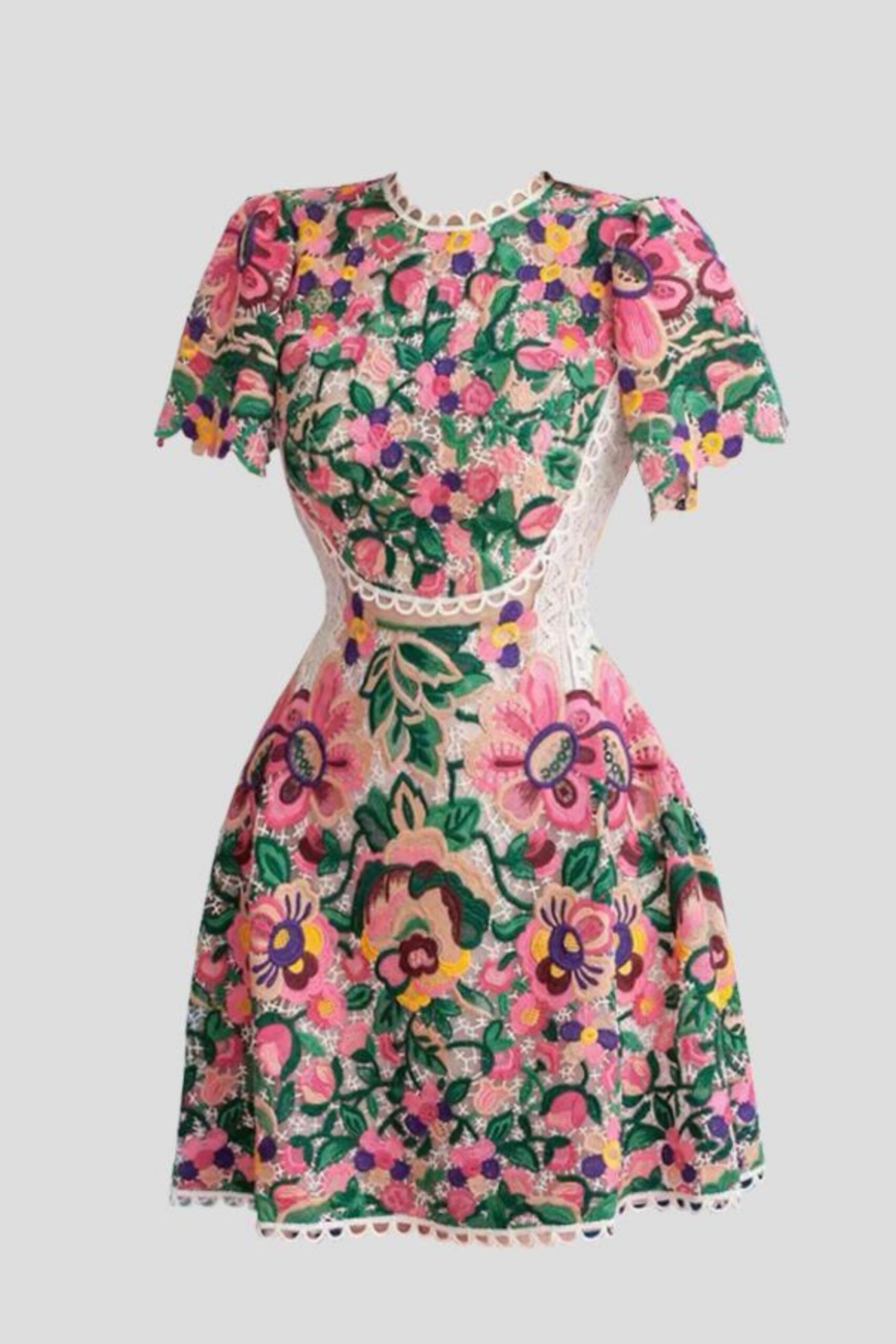 FLORAL LACE LIPSTICK DRESS, EMBROIDERED COCKTAIL