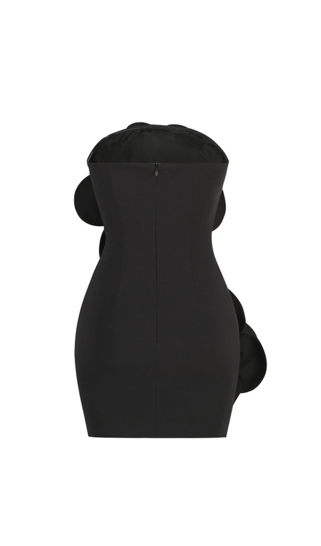 STRAPLESS BLACK FLOWER MINI DRESS FOR PARTY