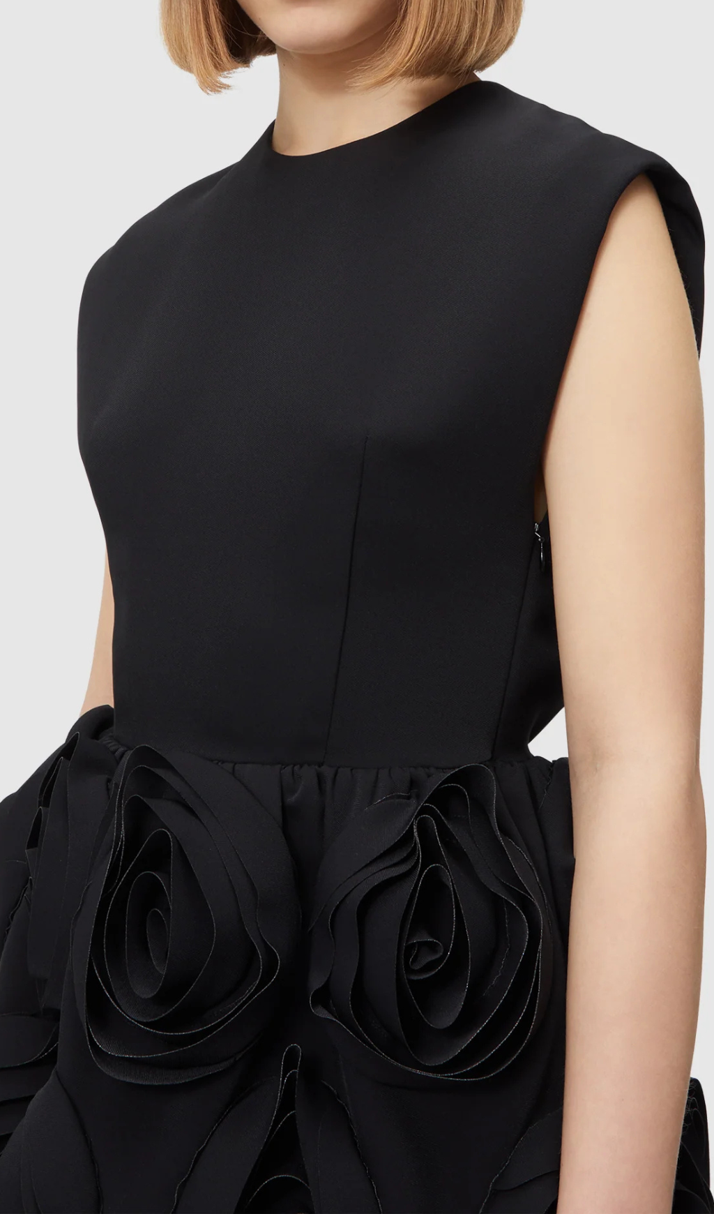 XAVIERA ROSE APPLIQUE MINI DRESS BLACK