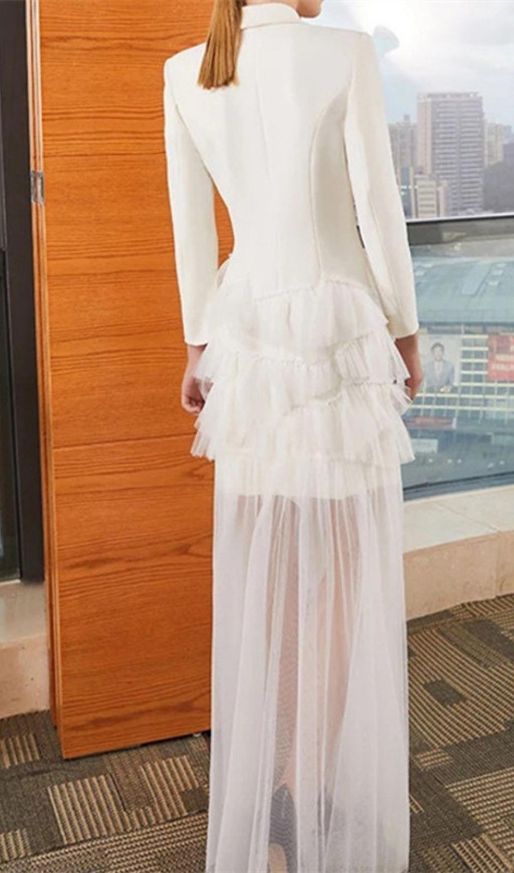 LONG SLEEVE MESH MIDI DRESS FOR PARTY