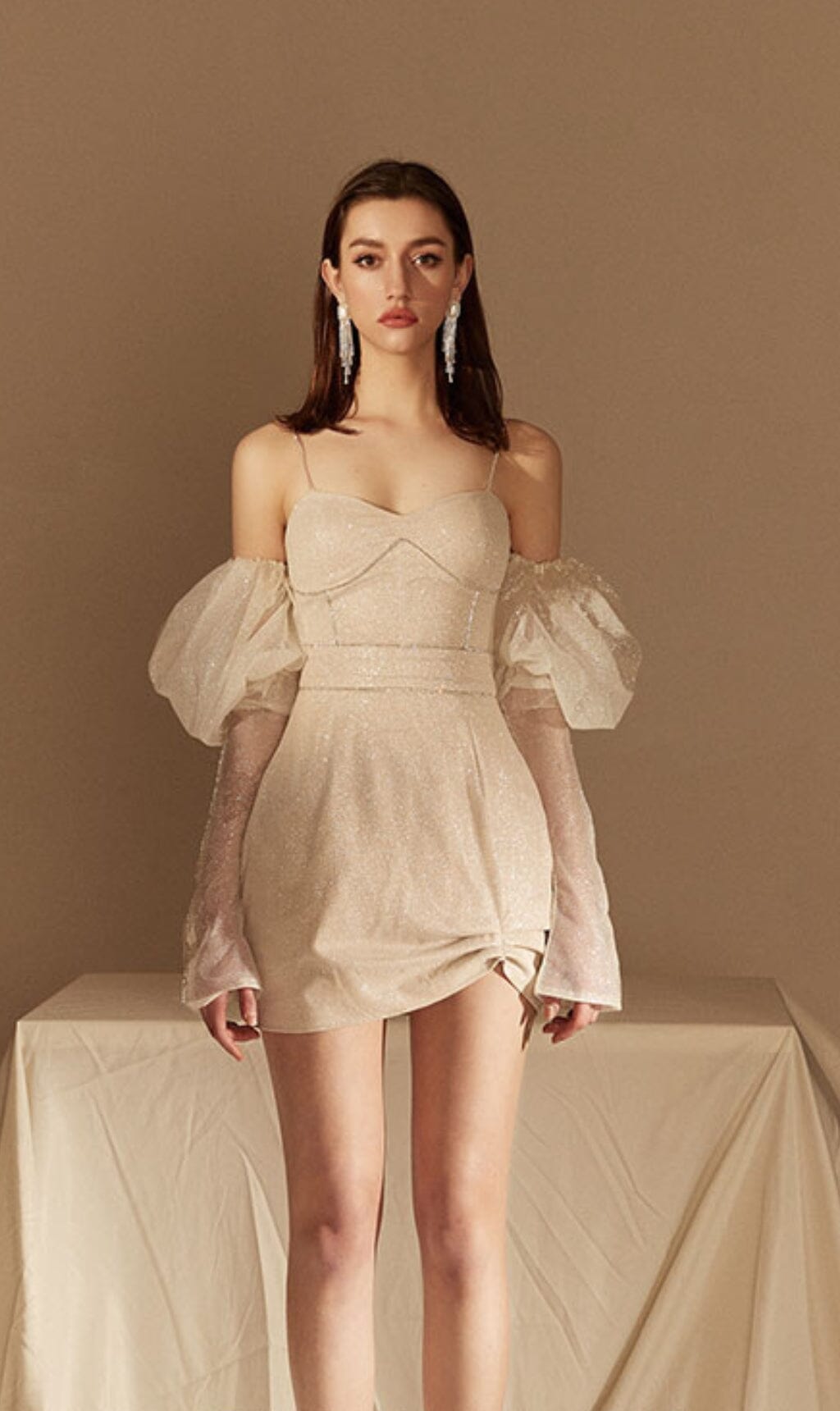 3_1e63c371-6fca-461c-b663-e5b27973f389 STRAPLESS BUBBLE DRESS FOR WEDDING GUEST BEIGE