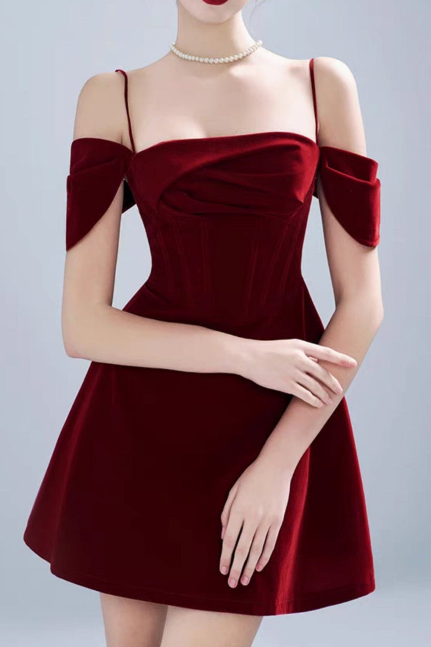 VELVET STRAP MINI DRESS, CLARET, COCKTAIL PARTY