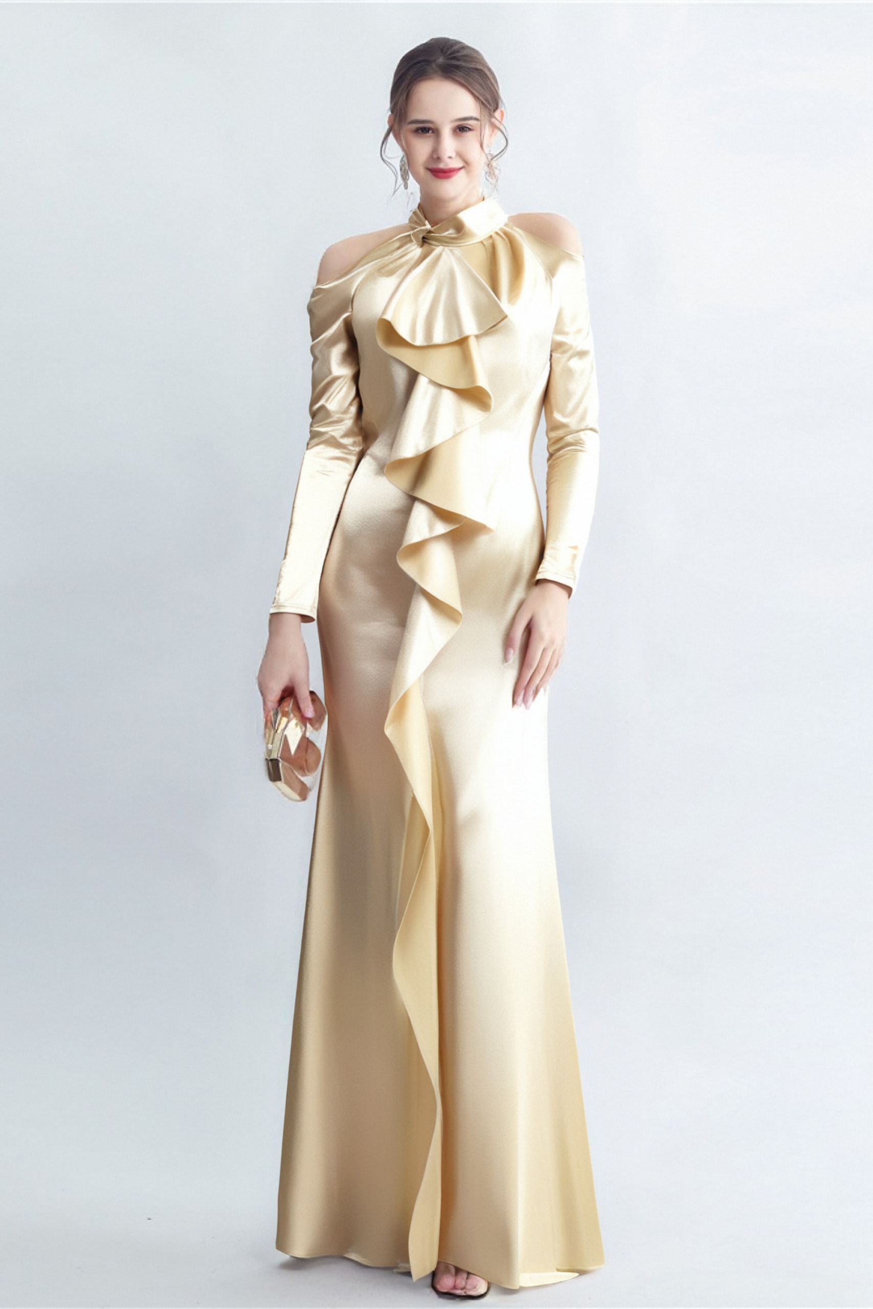 3_266d35b1-d2a5-4b39-9341-440b86262edd RAE CHAMPAGNE ONE-SHOULDER RUFFLE MAXI DRESS