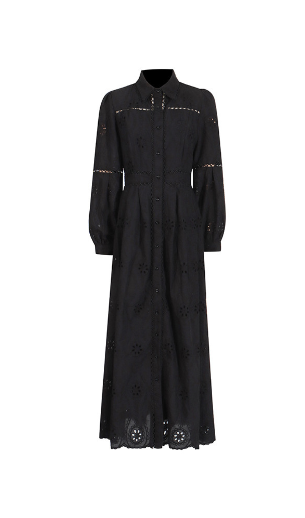 RETRO LACE MIDI DRESS, SINGLE-BREASTED, BLACK, VINTAGE