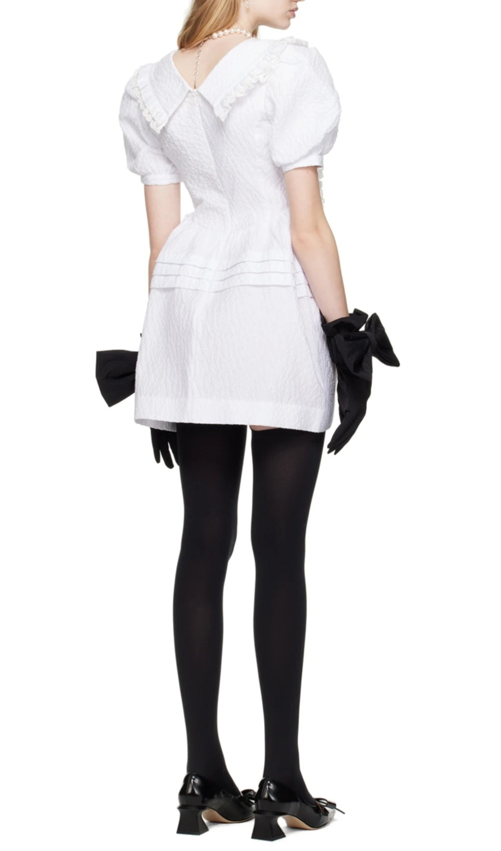 WHITE V-NECK MINI DRESS FOR COCKTAIL PARTY