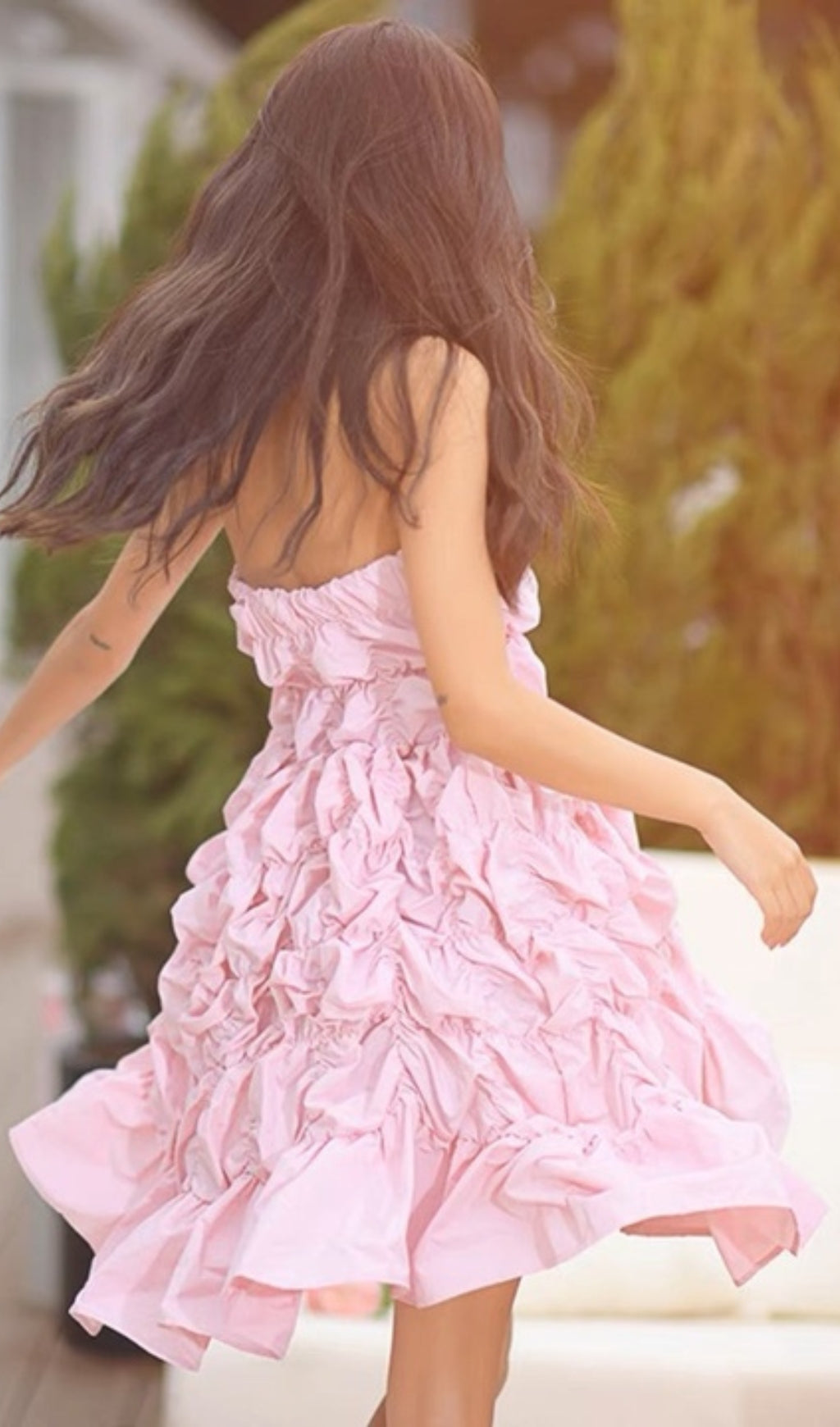 FOLDED RUFFLED MINI DRESS PINK PARTY