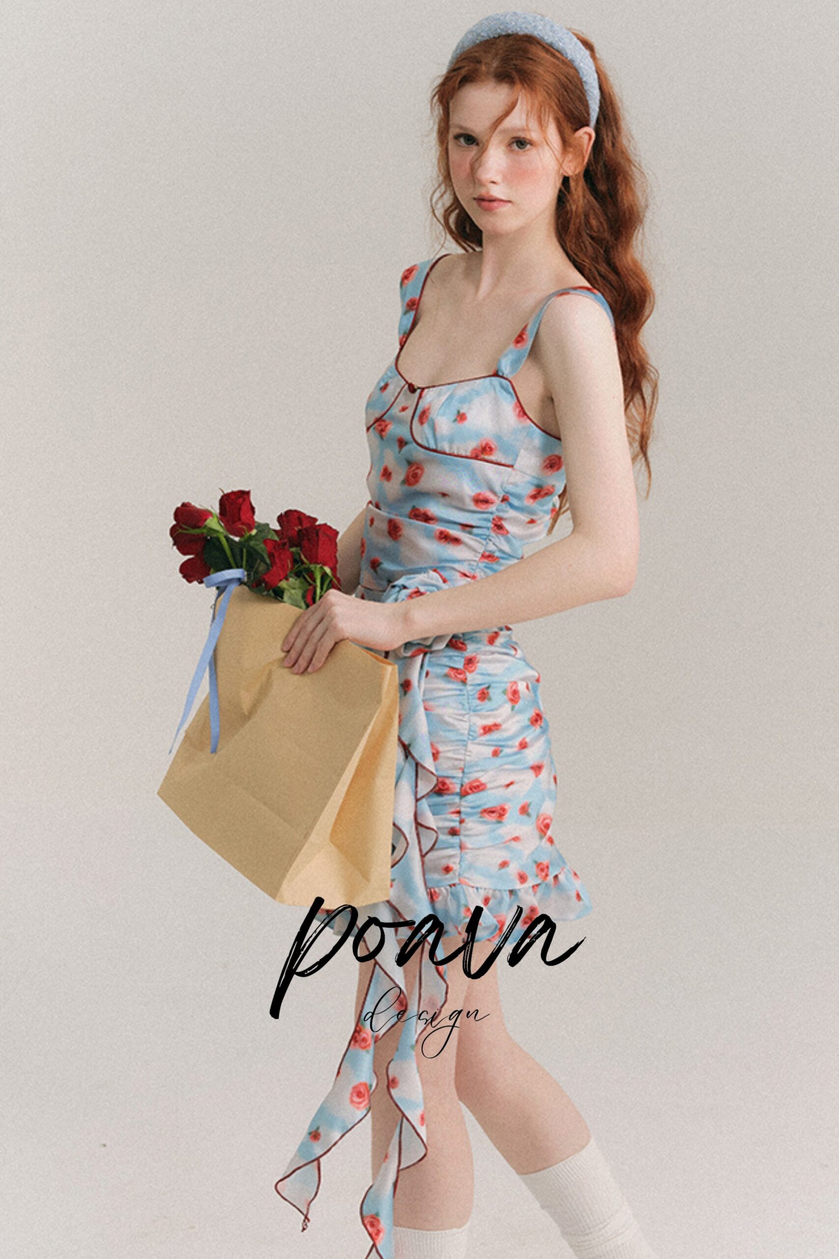 RUFFLE FLORAL BLUE MINI DRESS FOR WEDDING GUEST
