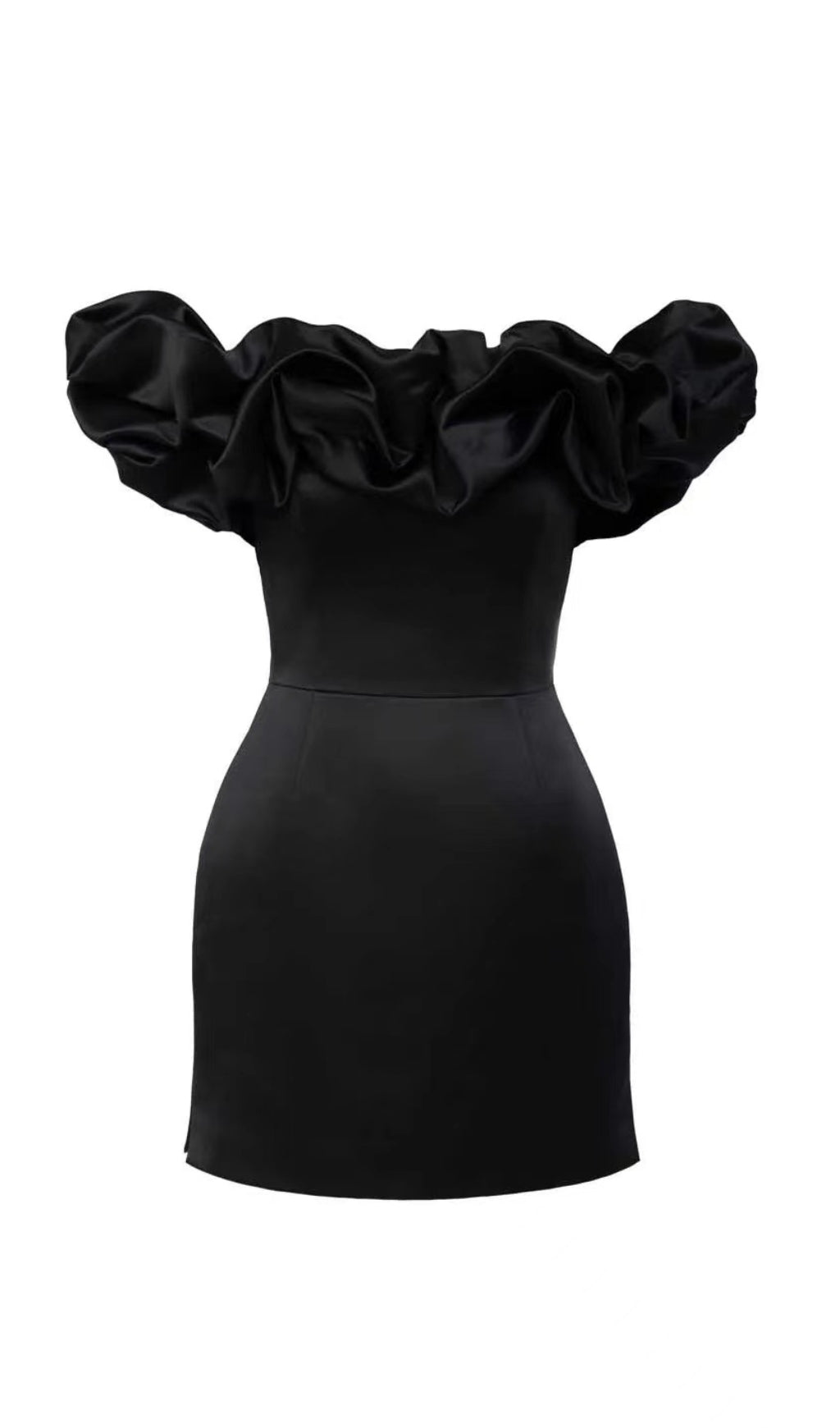 SATIN STRAPLESS RUFFLE DRESS FOR PARTY