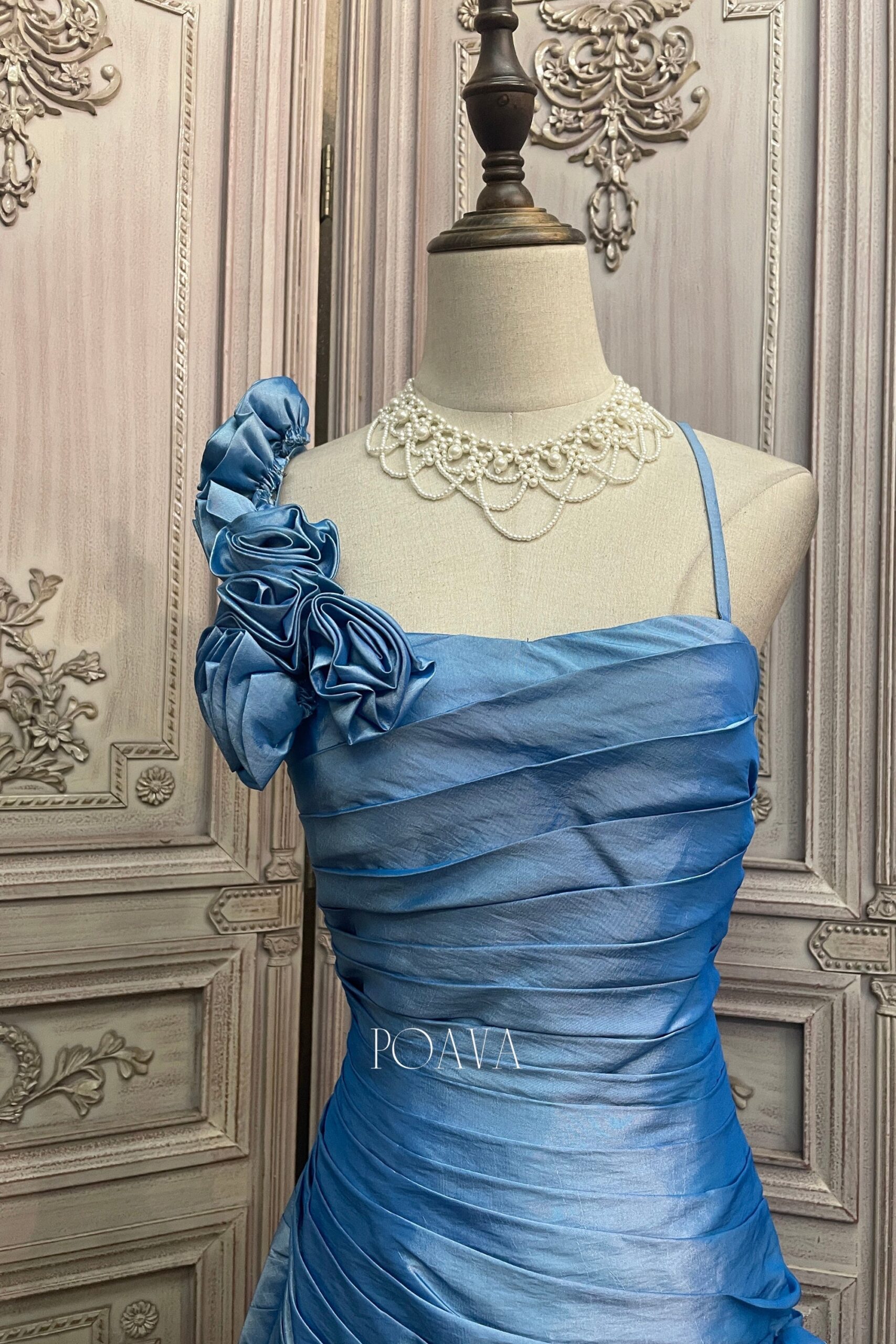 FLORAL BLUE MINI DRESS FOR PARTY