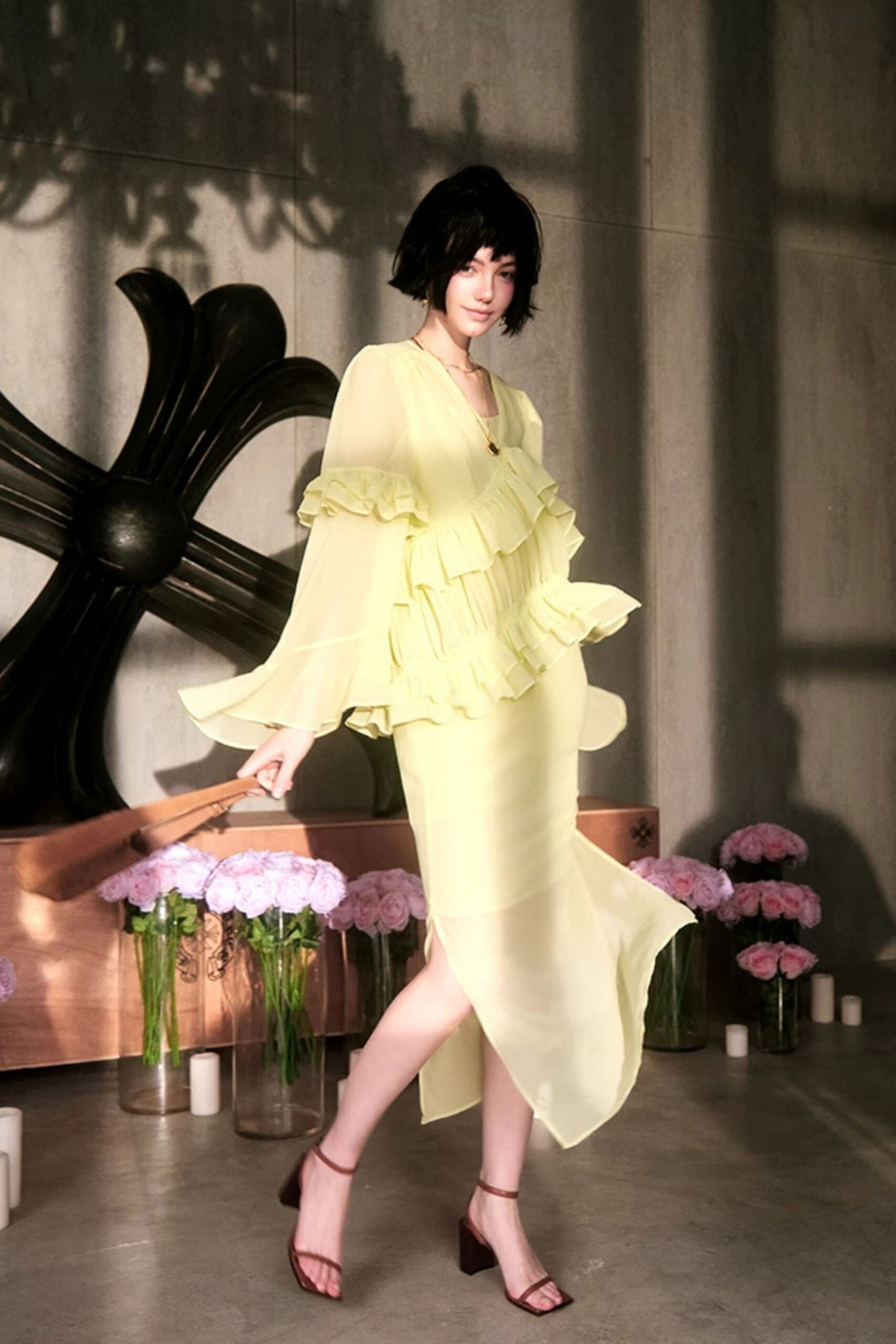 LONG SLEEVE YELLOW TOP FOR CASUAL OCCASIONS