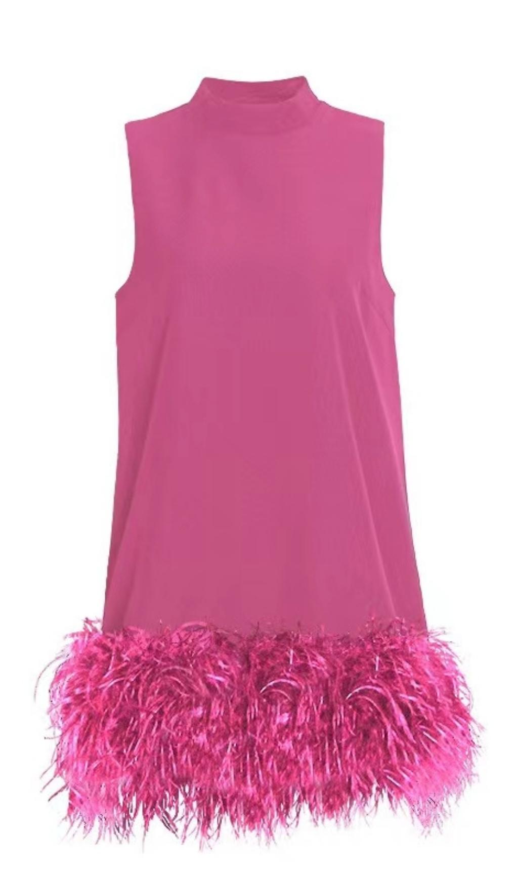 FEATHER MINI DRESS FOR PARTY NIGHT