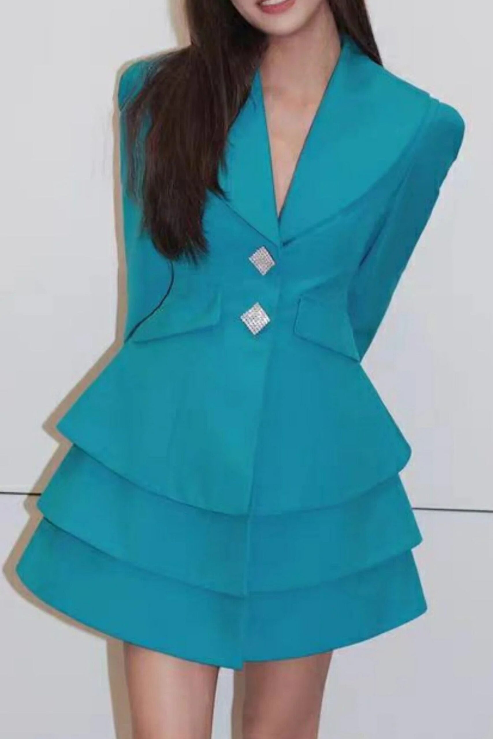 3_4f67eb4f-93ee-40bb-9d5a-adb501231878 TEAL LAYERED HEM SUIT DRESS FOR WORK
