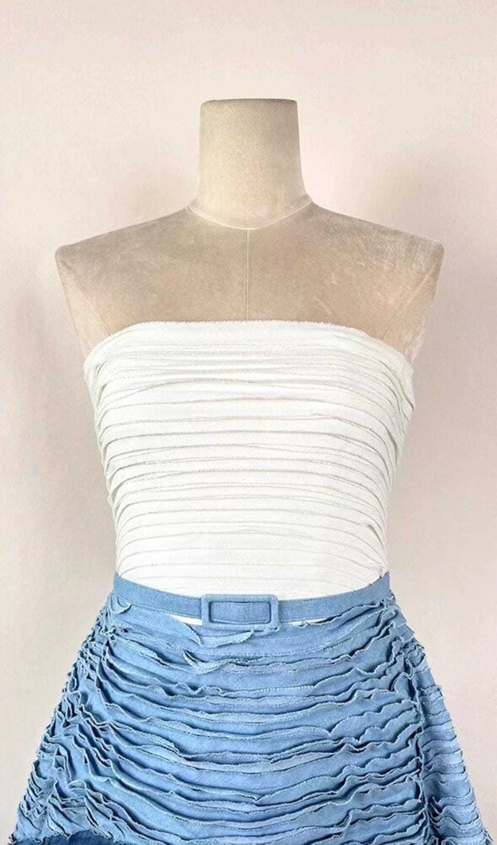 BLUE RIPPLE HALTER MIDI DRESS FOR WEDDING