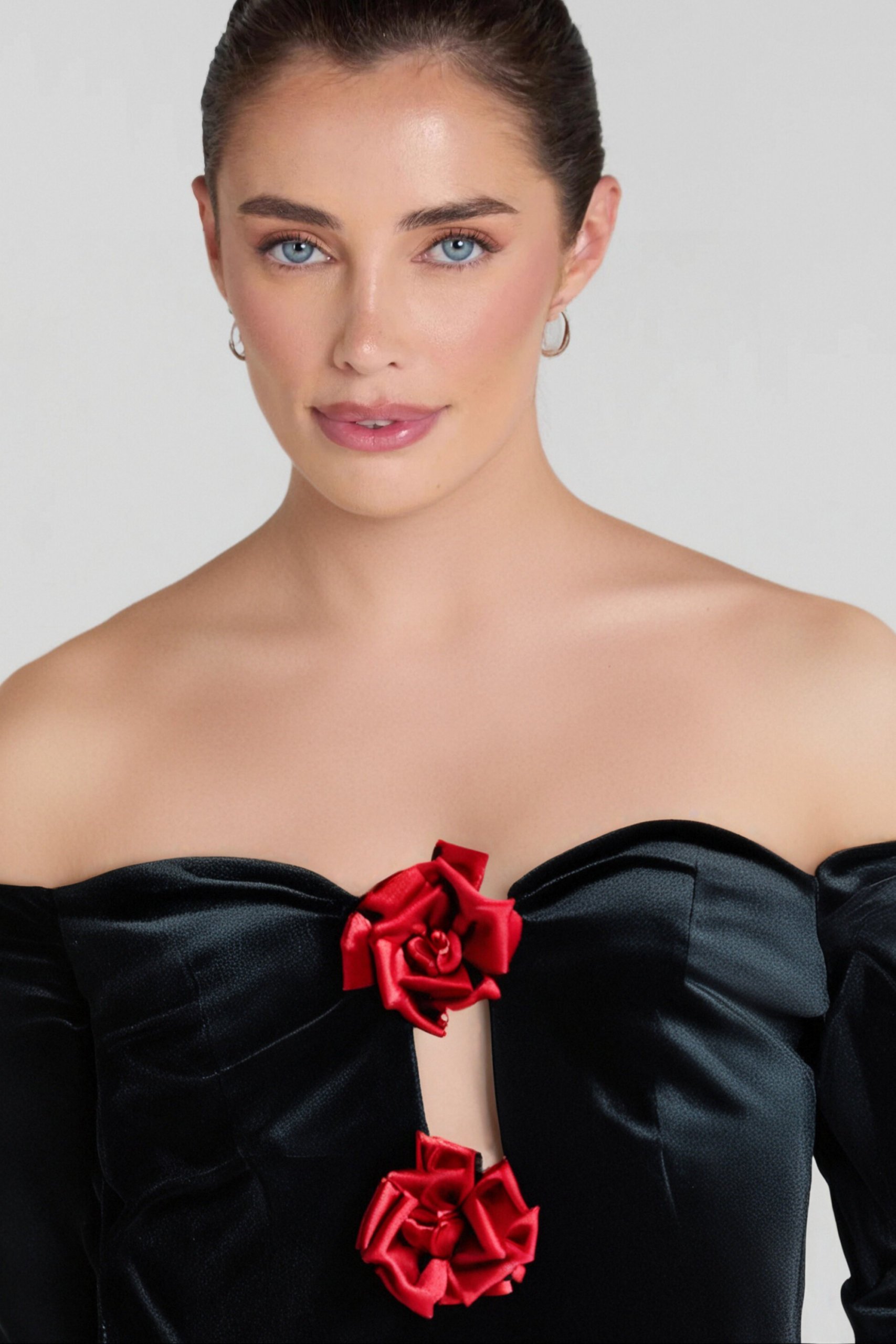 ZANNA OFF-SHOULDER VELVET FLORAL MAXI DRESS