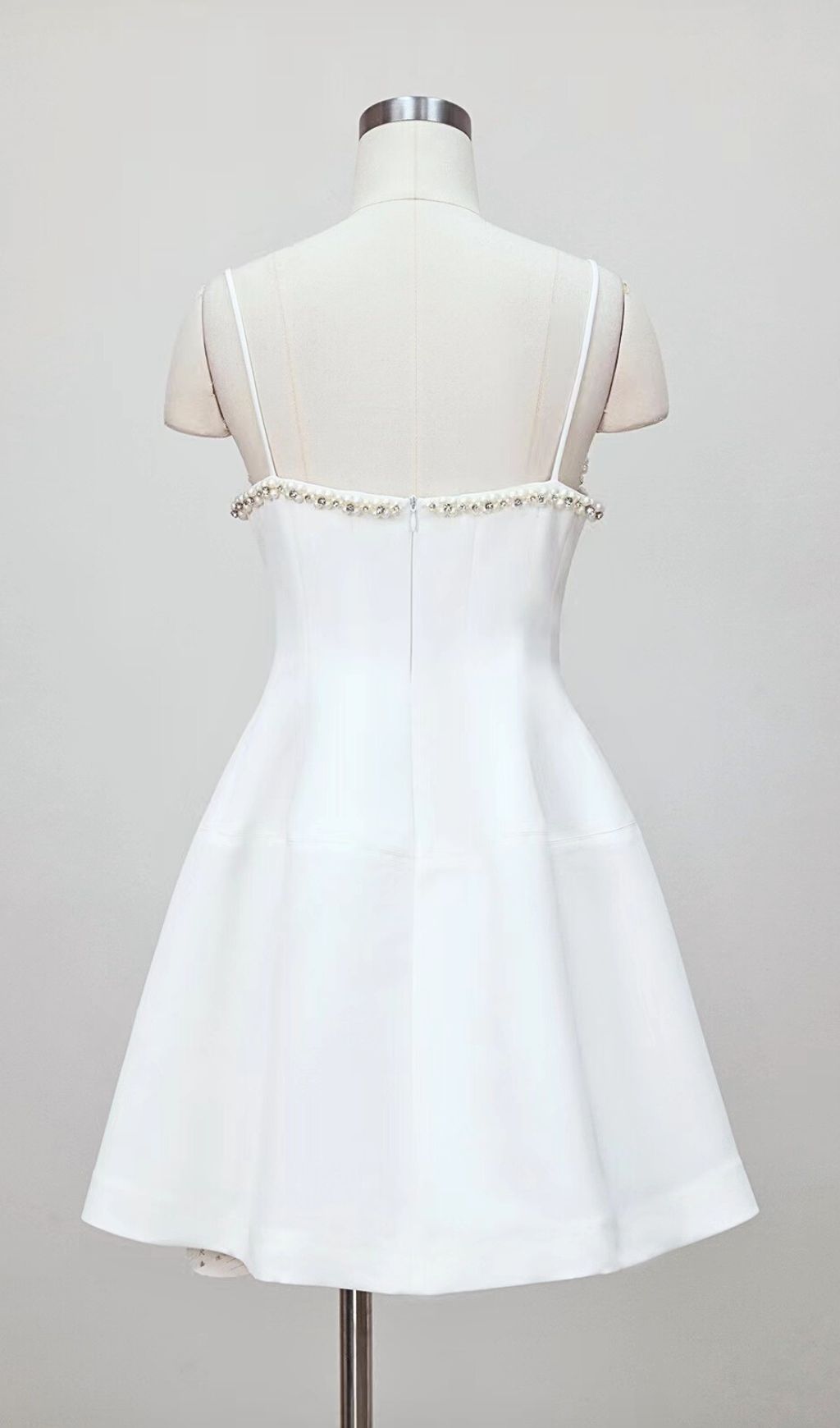 PEARL EMBELLISHED HTM MINI DRESS, WHITE, COCKTAIL