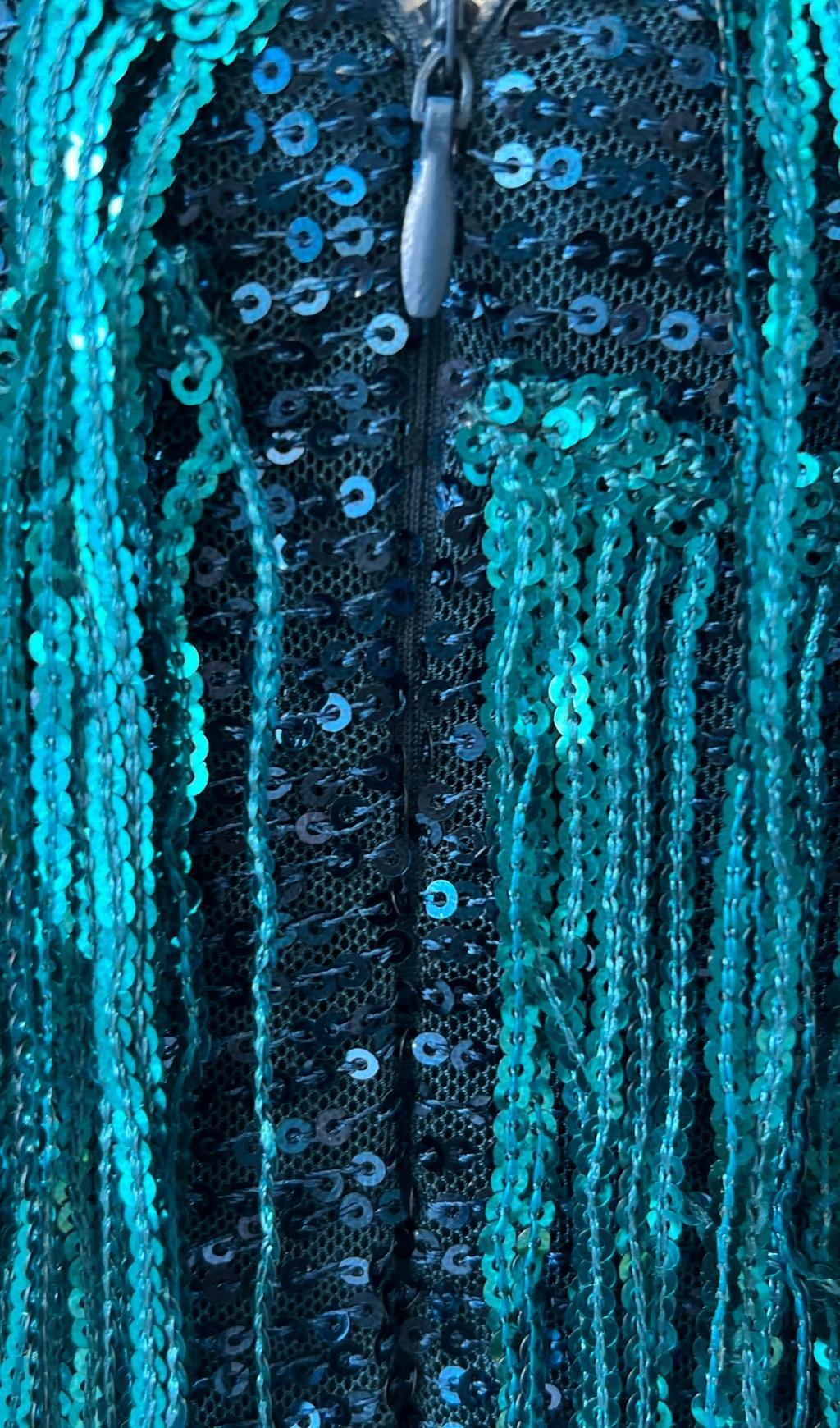 EMERALD FEATHER TASSEL MINI DRESS FOR PARTIES