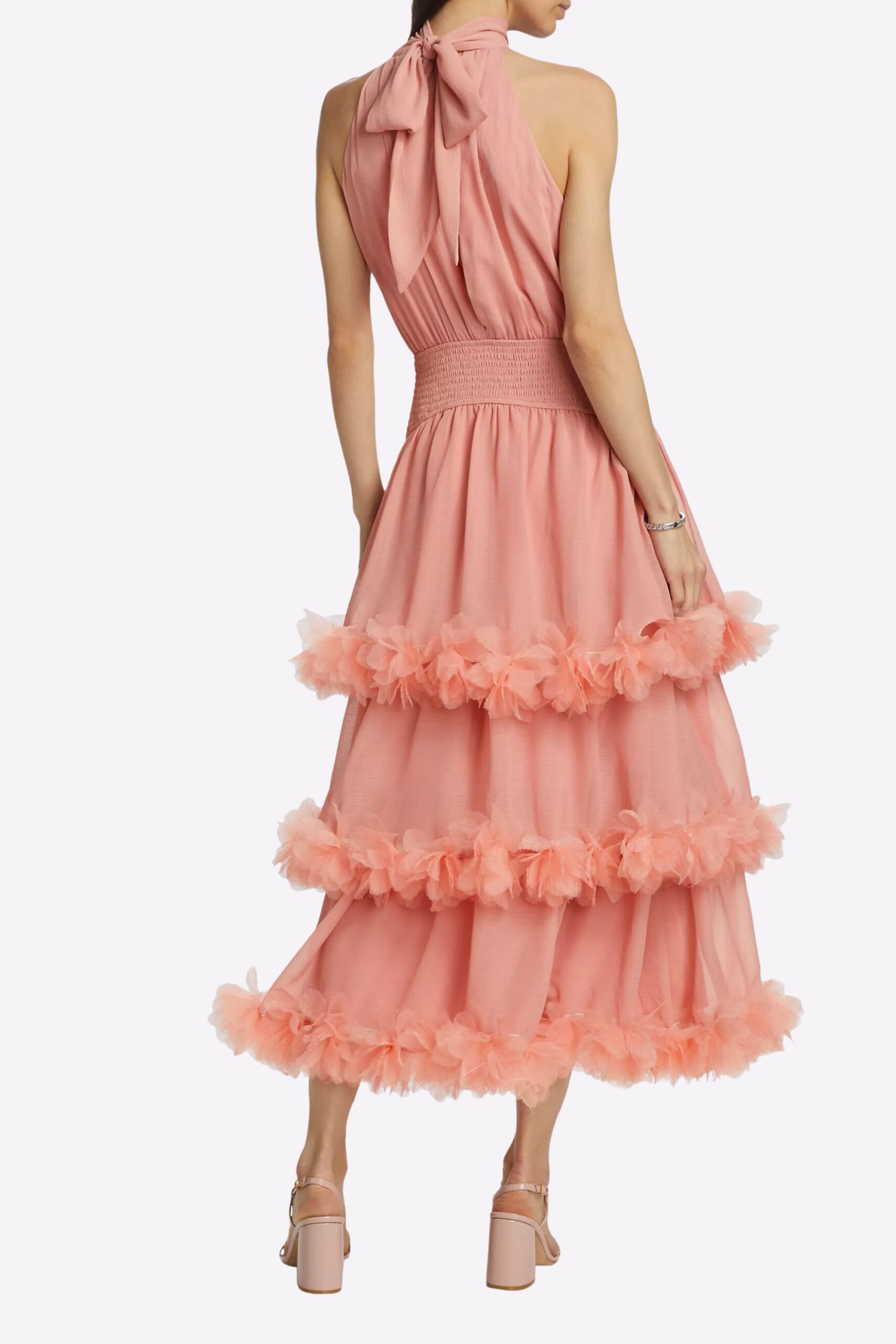 NEREIDA TIERED MIDI DRESS IN PALE ORANGE